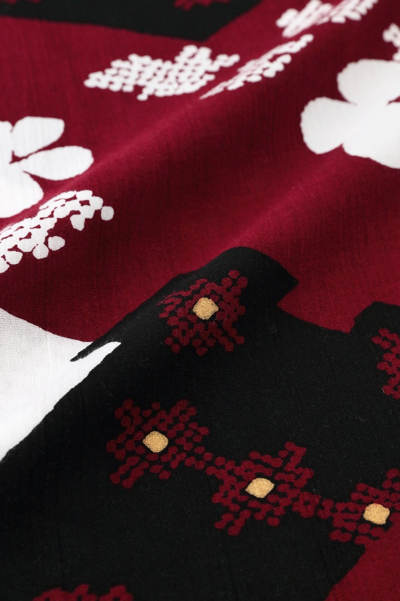 【Ships ard. 6/23】Chizimi Cotton 20/20 Rectangular Dress / Small Flowers, Clouds and Linked Diamond Pattern - Recreation