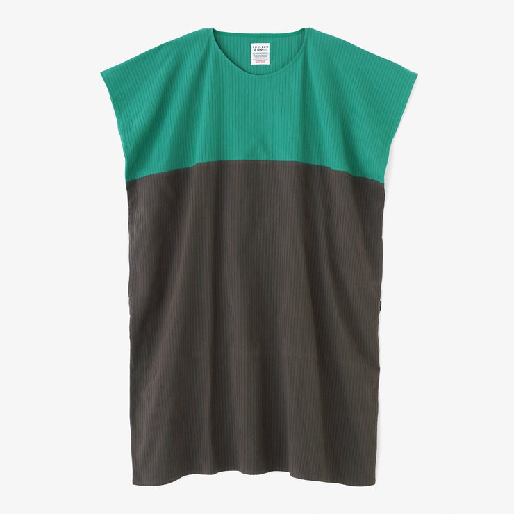 Chizimi Cotton 40/20 Akiha Rectangular Dress Bi-color / Evergreen×Charcoal Grey