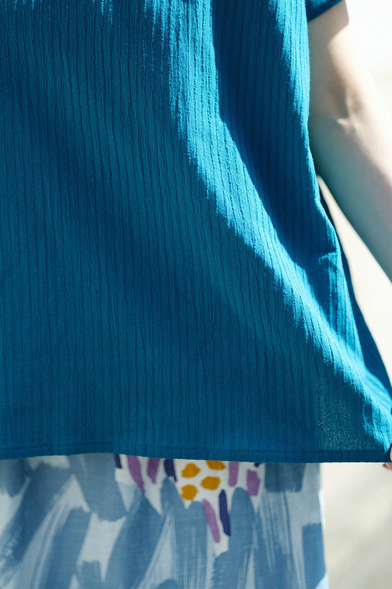 Chizimi Cotton 40/20 Akiha Square Top／Marine Green
