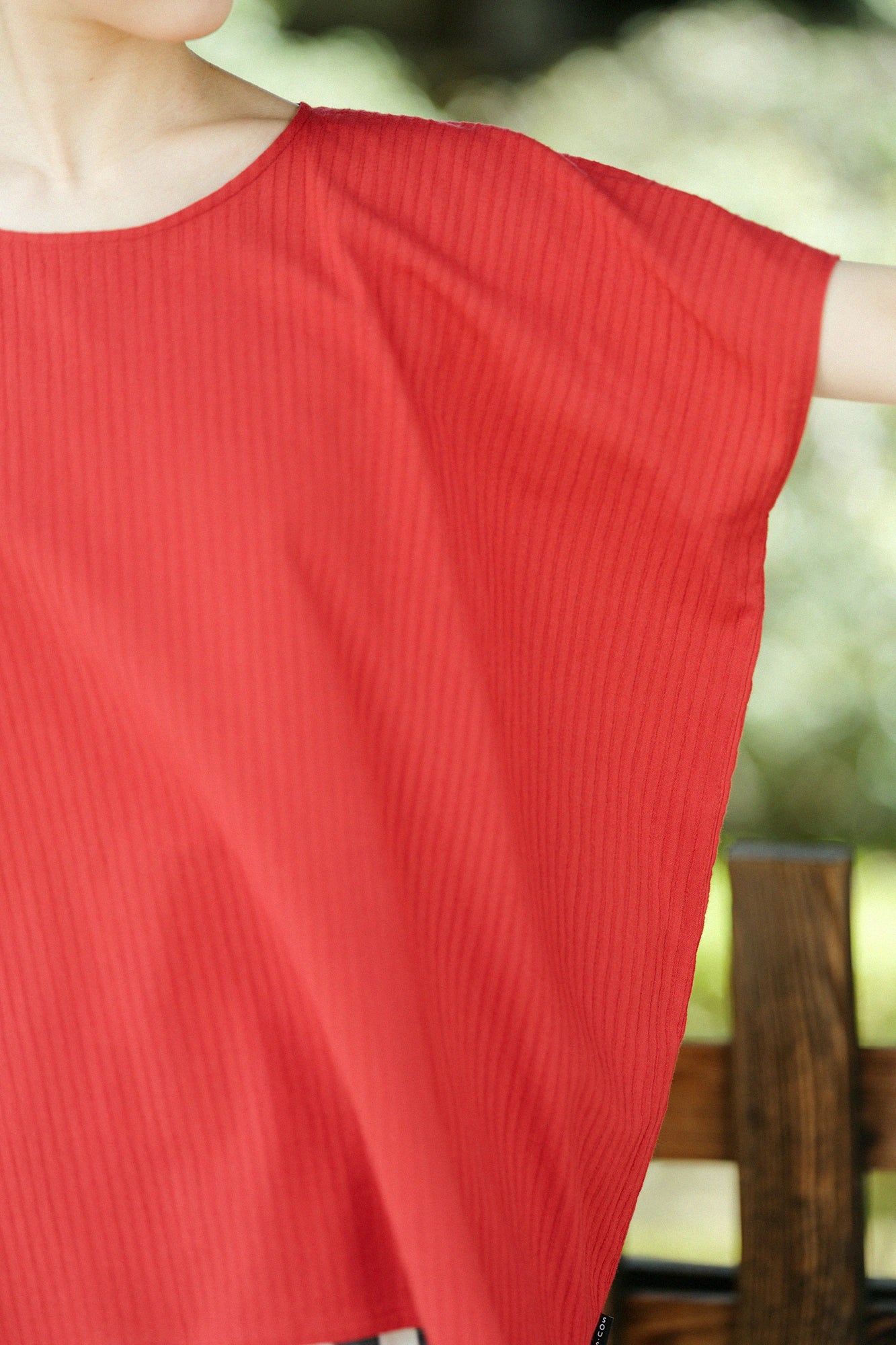 Chizimi Cotton 40/20 Akiha Square Top／Dark Red