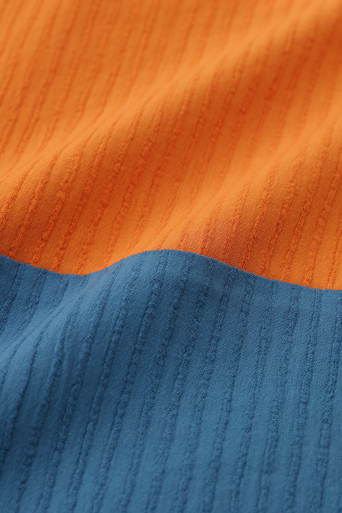 Chizimi Cotton 40/20 Akiha Square Top Bi-color / Orange-red Color×Ash Blue