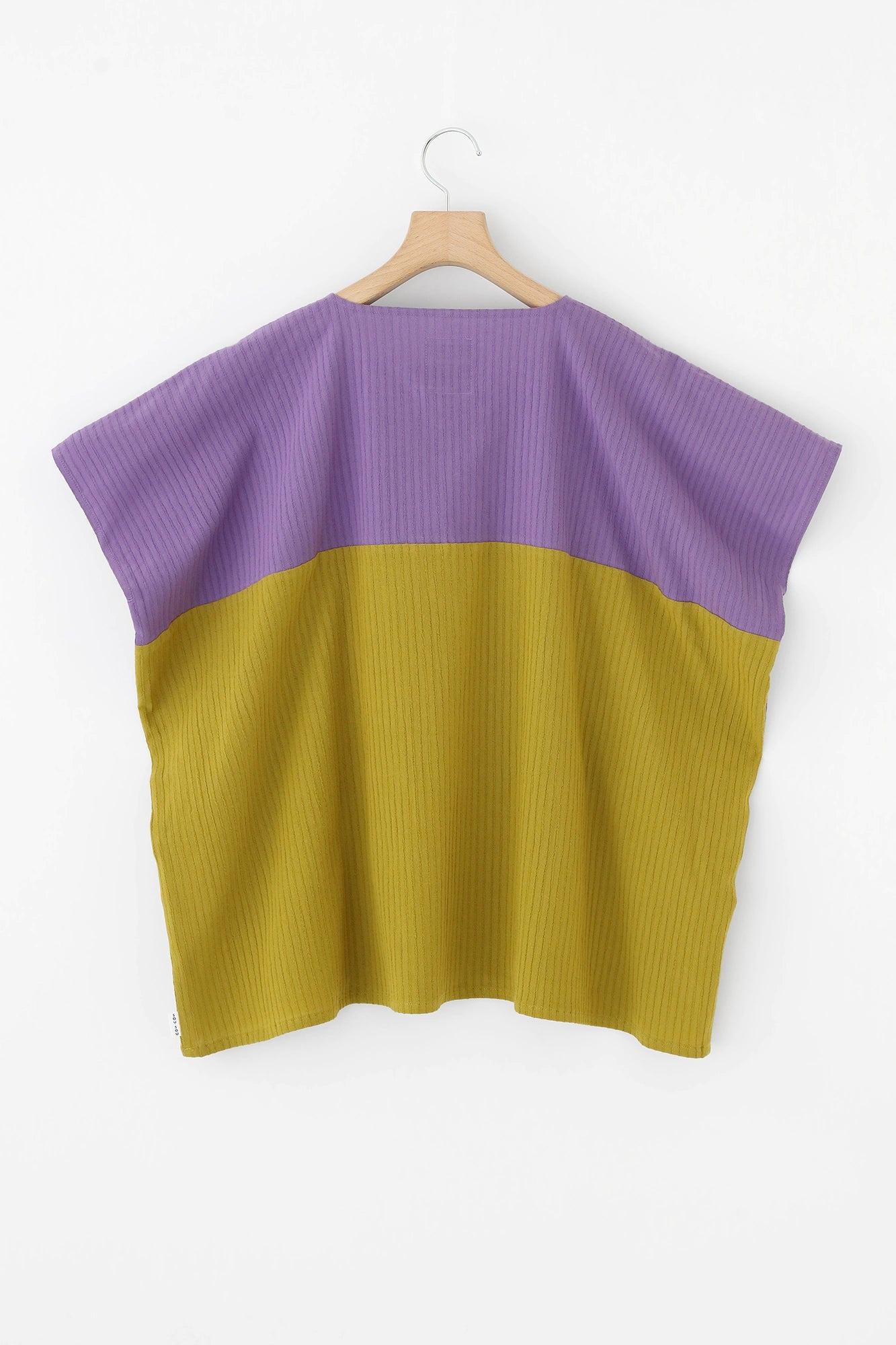 【Ships ard. 4/21】Chizimi Cotton 40/20 Akiha Square Top Bi-color / Reddish Light Purple ×Greenish Yellow