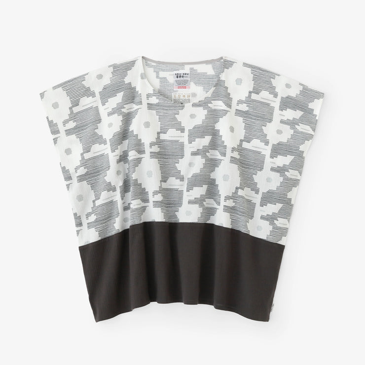 Chizimi Cotton 20/20 Square Top Bi-color Pattern on Shoulder / Silence×Dark Grey