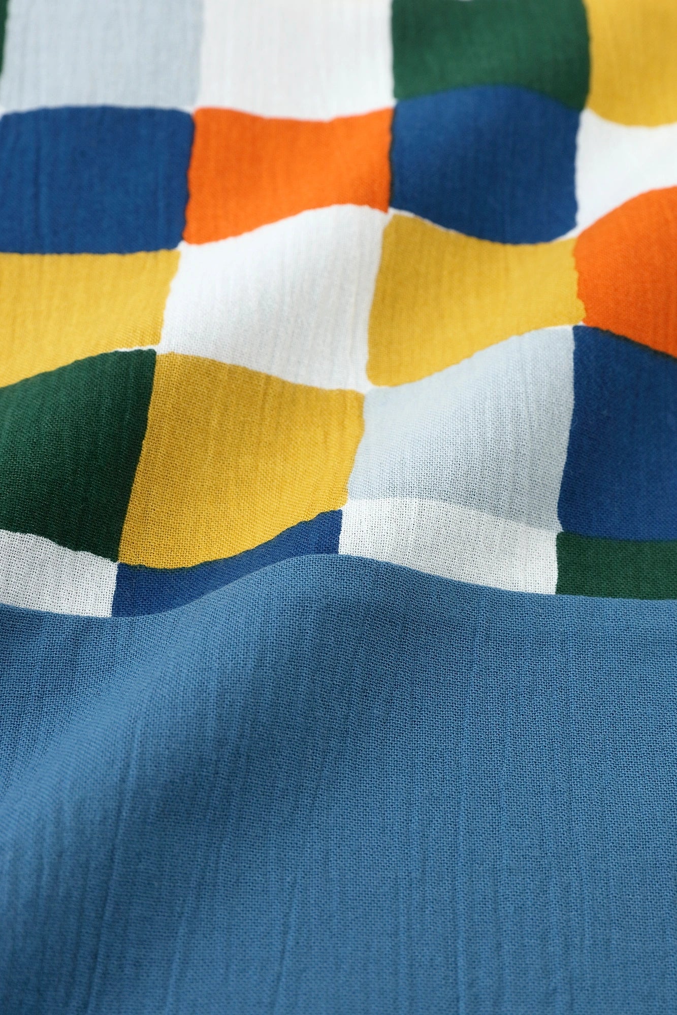 【Ships ard. 6/23】Chizimi Cotton 20/20 Square Top Bi-color Pattern on Shoulder / Daily Morning Tea Ceremony×Ash Blue