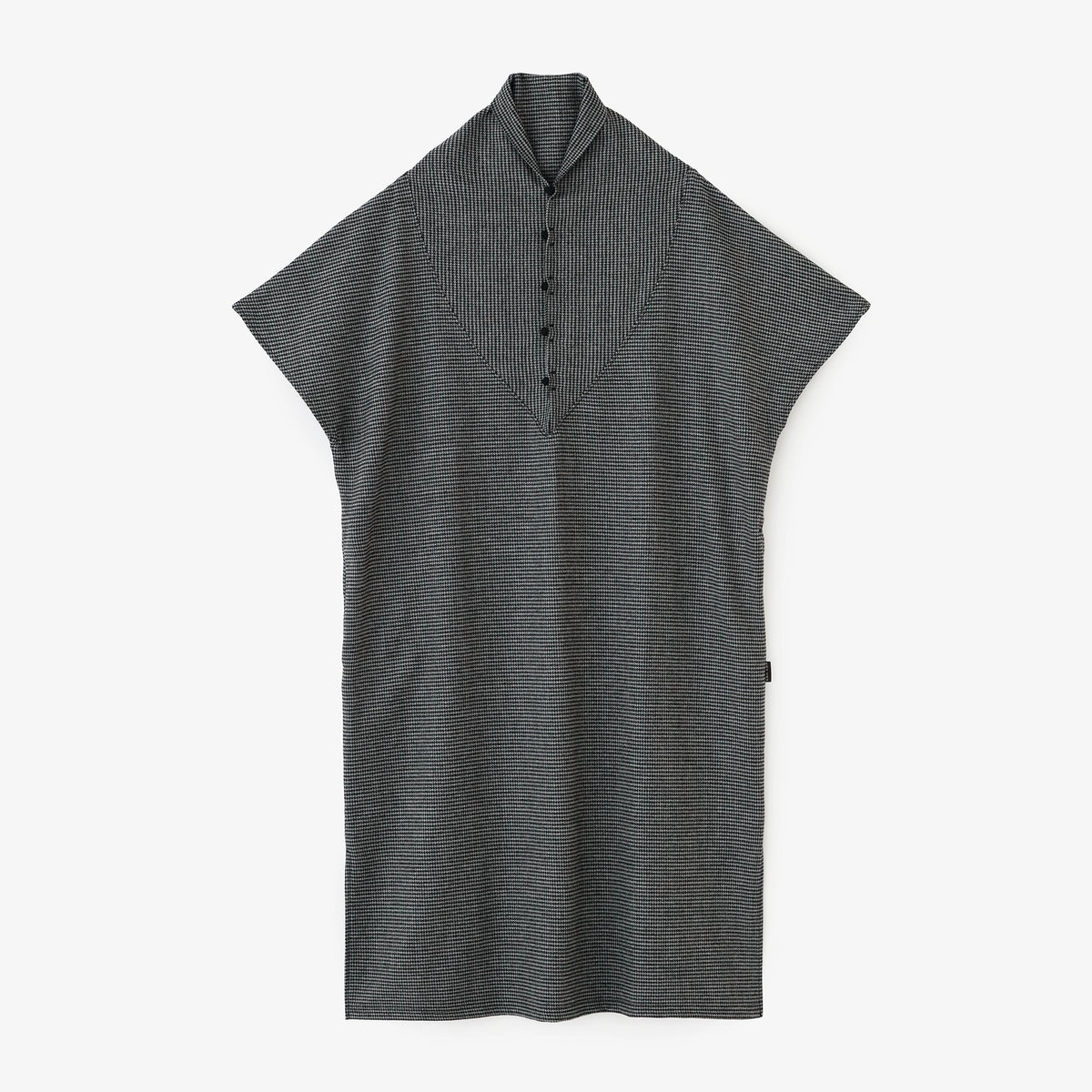 【Ships ard 11/17】Combed Yarn Houndstooth Weave Taifu One-piece Dress／Dark Grey