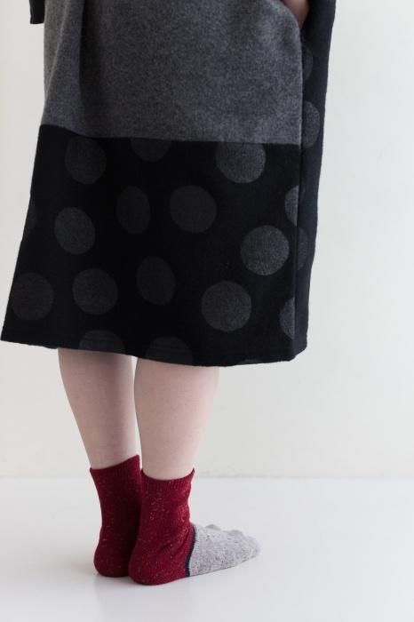 Wool Tabi Socks (Mid-calf) Bi-color／Dark Red【Men・Women】