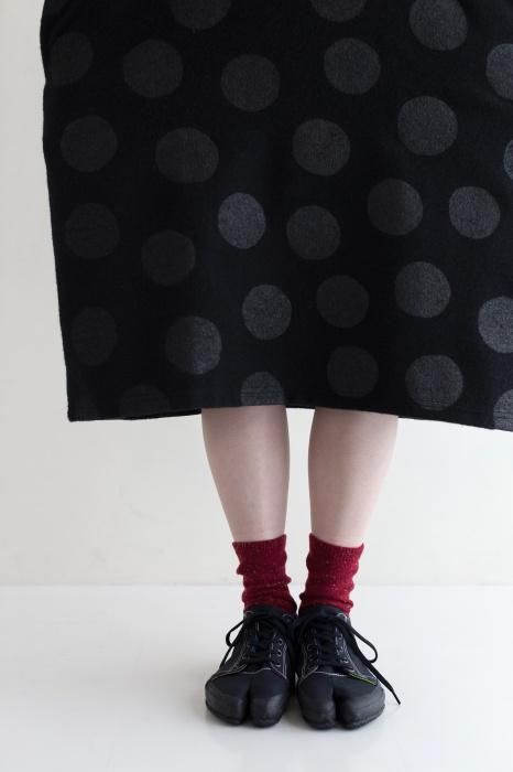 Wool Tabi Socks (Mid-calf) Bi-color／Dark Red【Men・Women】