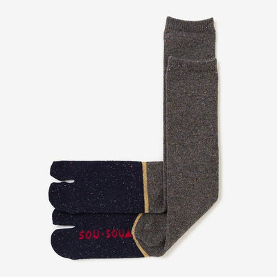 Bi-color Wool Tabi Socks (Under Knee)／Dark Grey【Women Size Only】