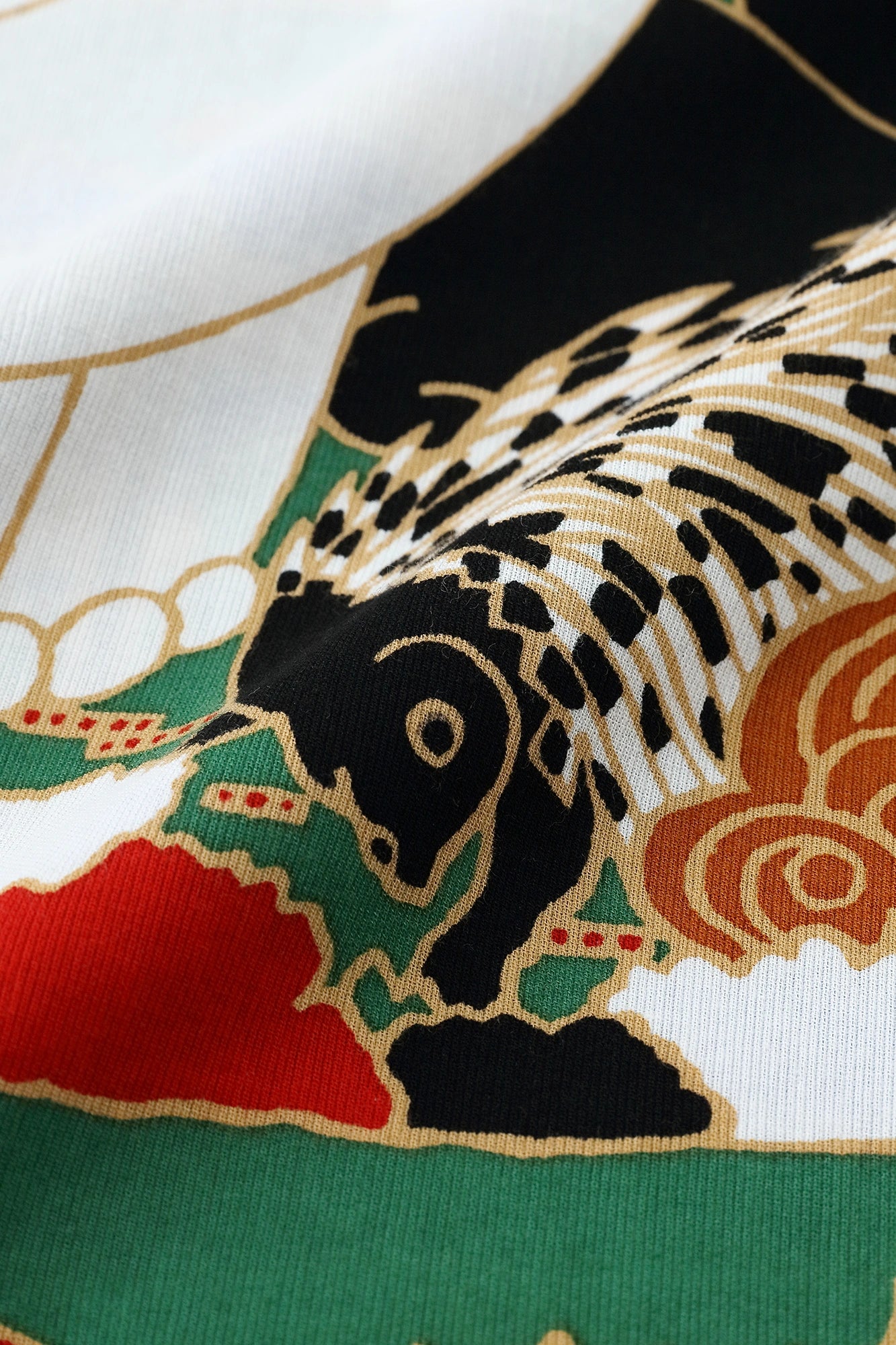 Chizimi Cotton 40/40 Fubi Double Collar Shirt／Jakuchu, Birds and Animals in the Flower Garden-Recreation