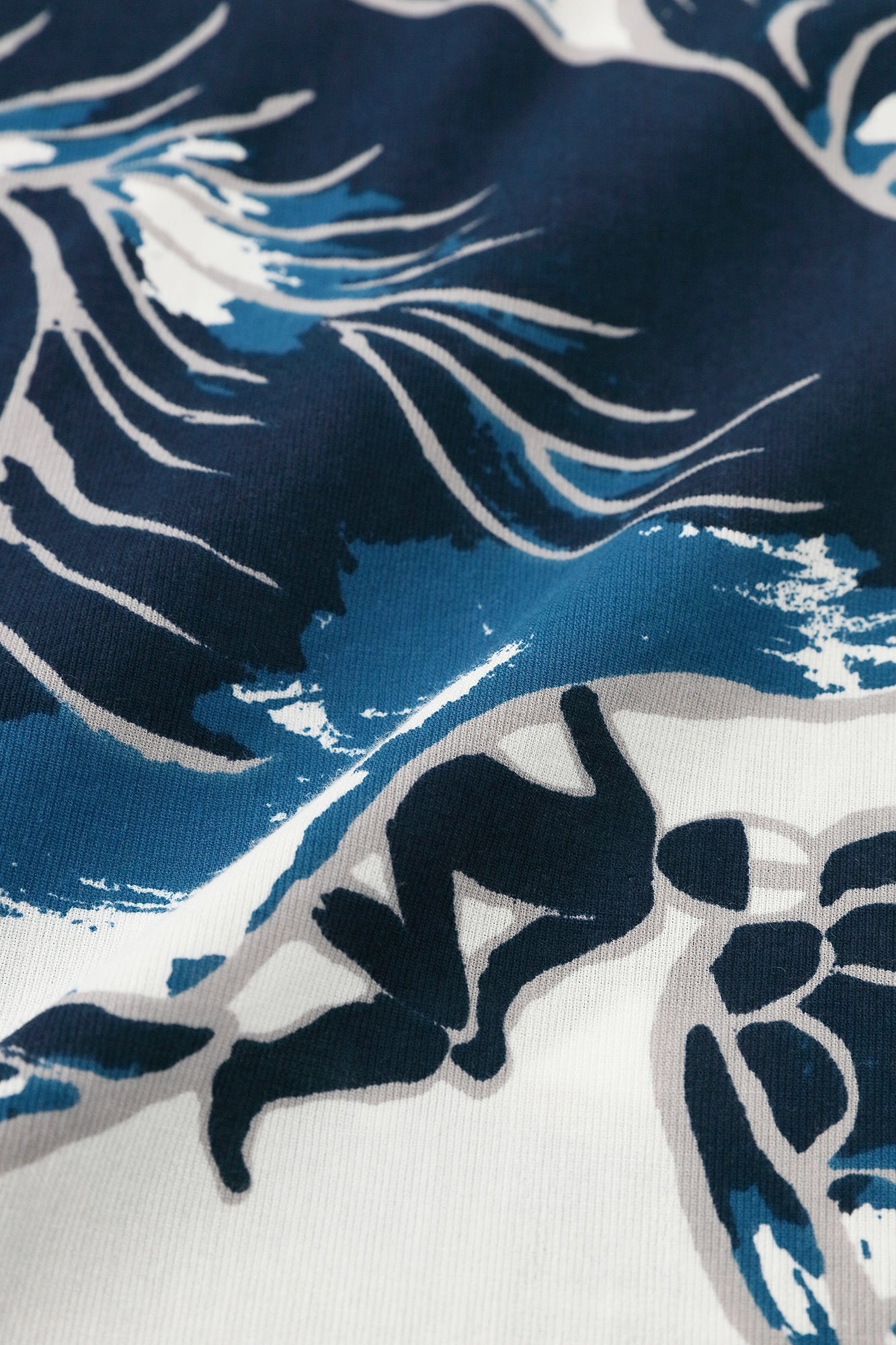 Chizimi Cotton 40/40 Fubi Double Collar Shirt／flying elephants Bluish Silver