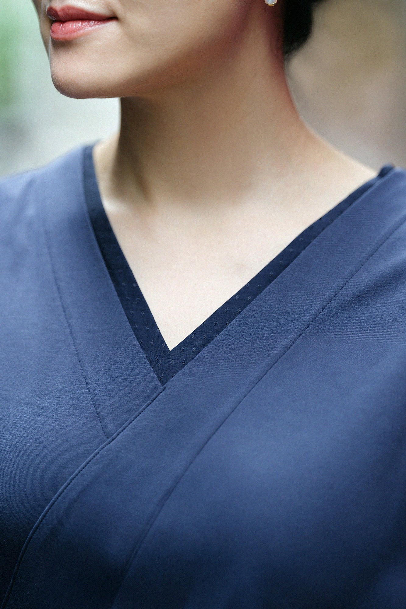 110双 超長綿（ちょうちょうめん） 抜半衿（ぬきはんえり）ジバン 十分丈／深紺（しんこん）