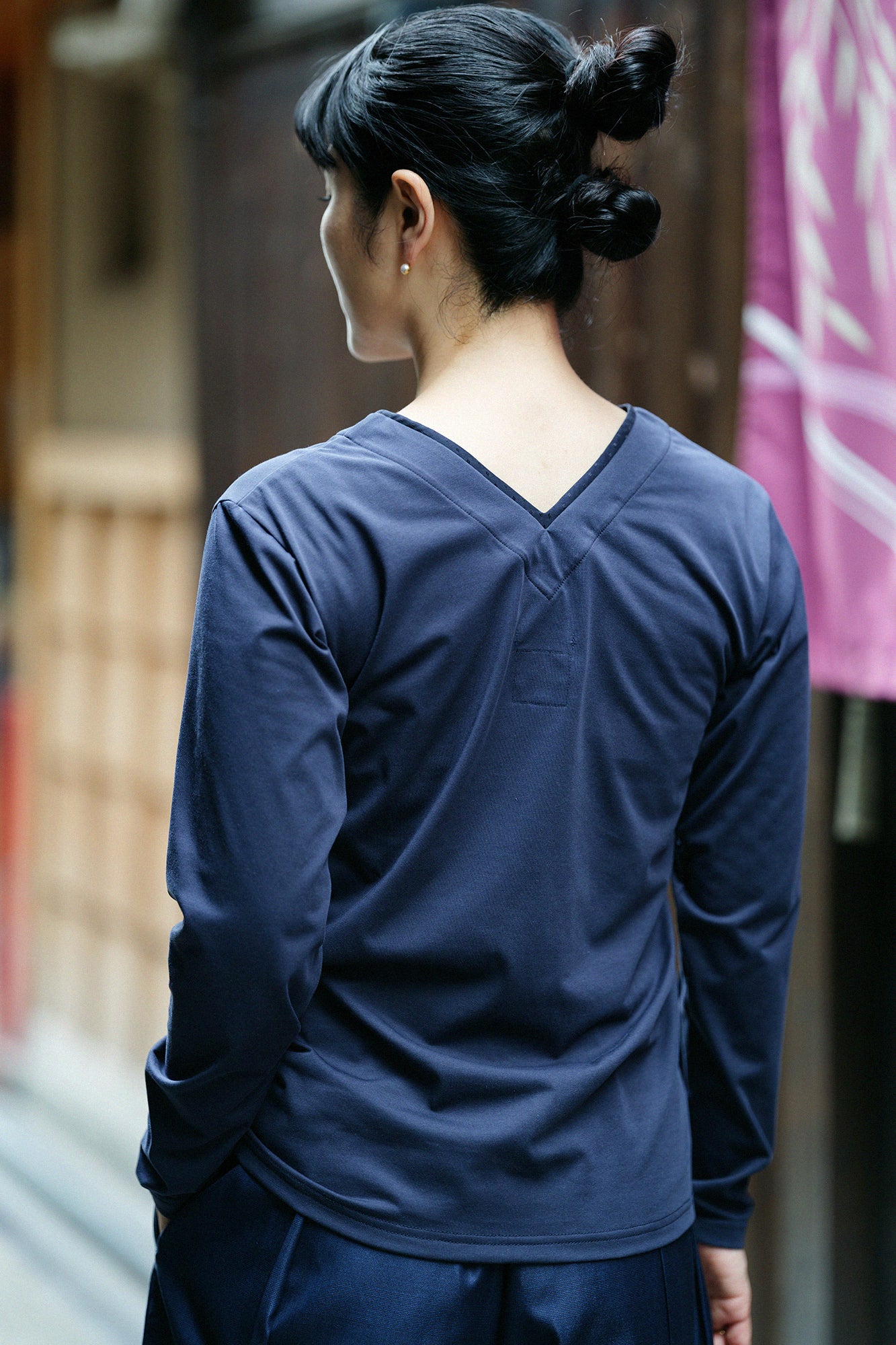 110双 超長綿（ちょうちょうめん） 抜半衿（ぬきはんえり）ジバン 十分丈／深紺（しんこん）