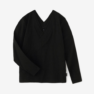 海島綿（かいとうめん） 高島縮 40/40 抜半衿（ぬきはんえり）ジバン 十分丈／濡羽色（ぬればいろ）