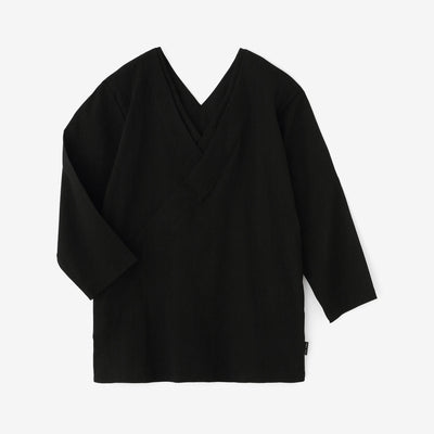 海島綿（かいとうめん） 高島縮 40/40 抜半衿（ぬきはんえり）ジバン 七分丈／濡羽色（ぬればいろ）