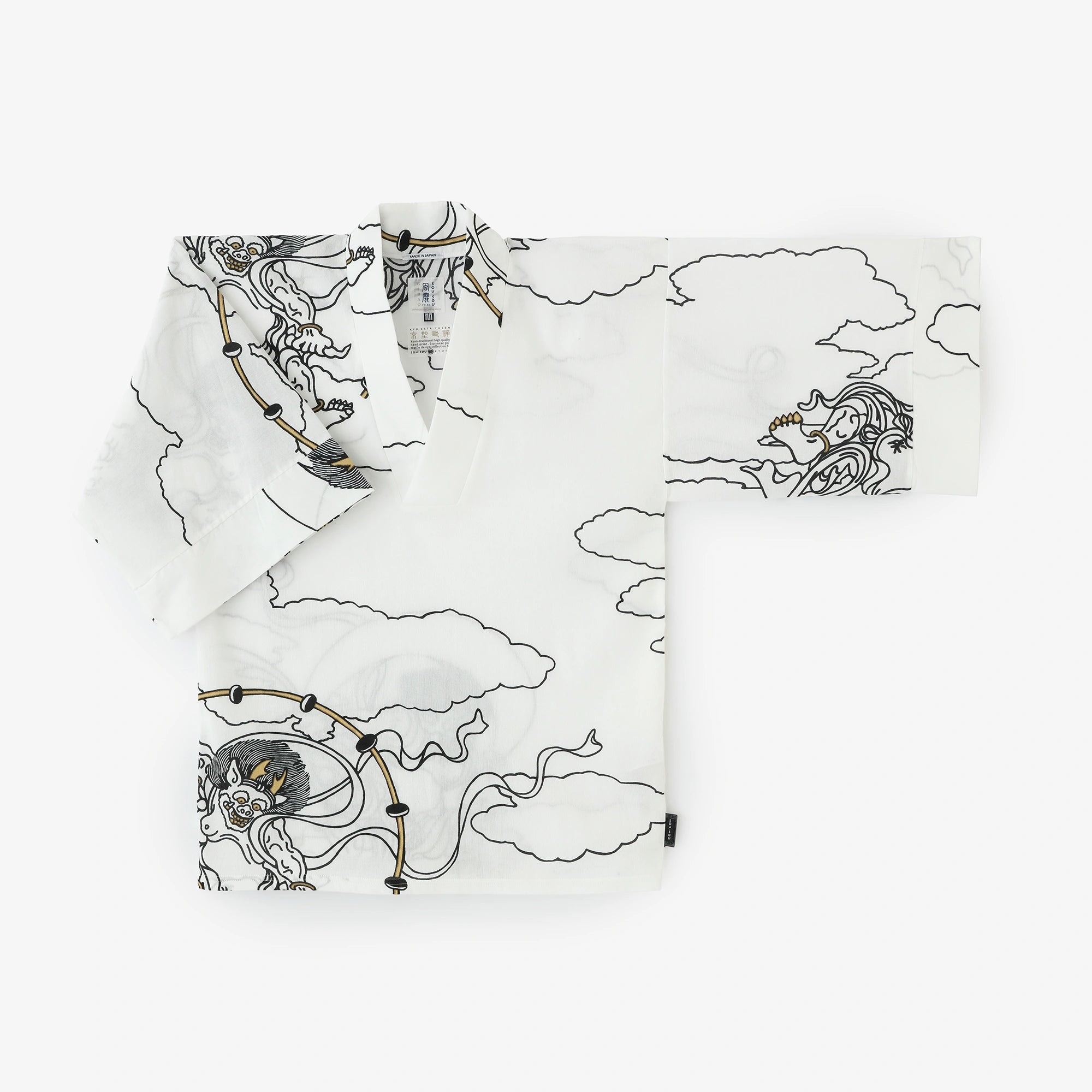 Chizimi Cotton 40/40 Fubi Kimono Top/ Wind God and Thunder God