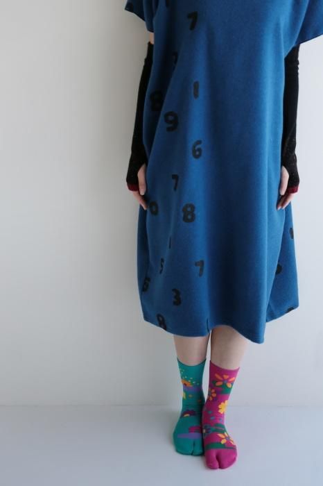 分趾襪（普通長度）／初夢 青綠色×玫瑰色 【男・女性用】