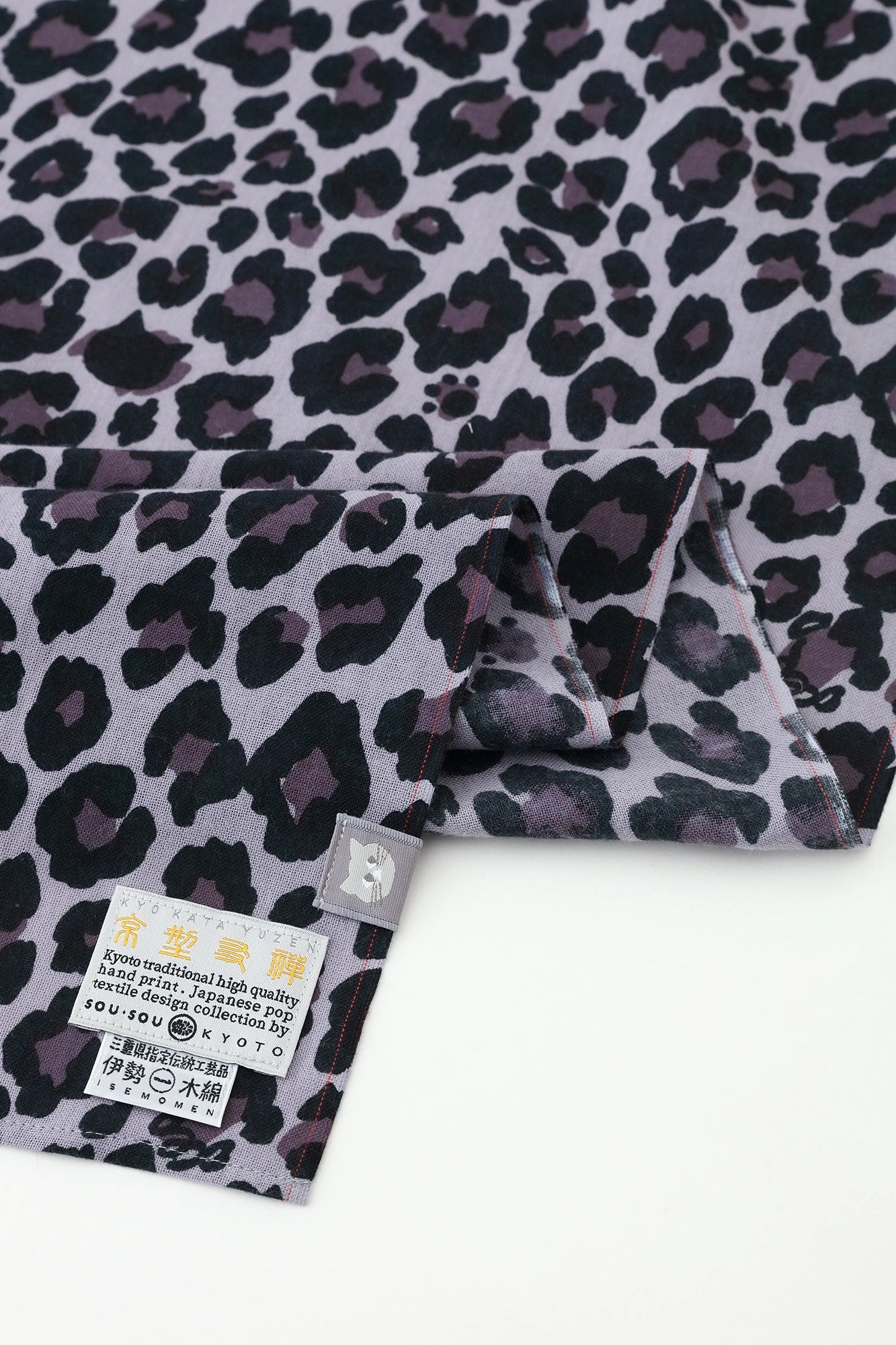 【6月30日頃発送予定】伊勢木綿 くびまき 短丈／dopo leopard Midnight