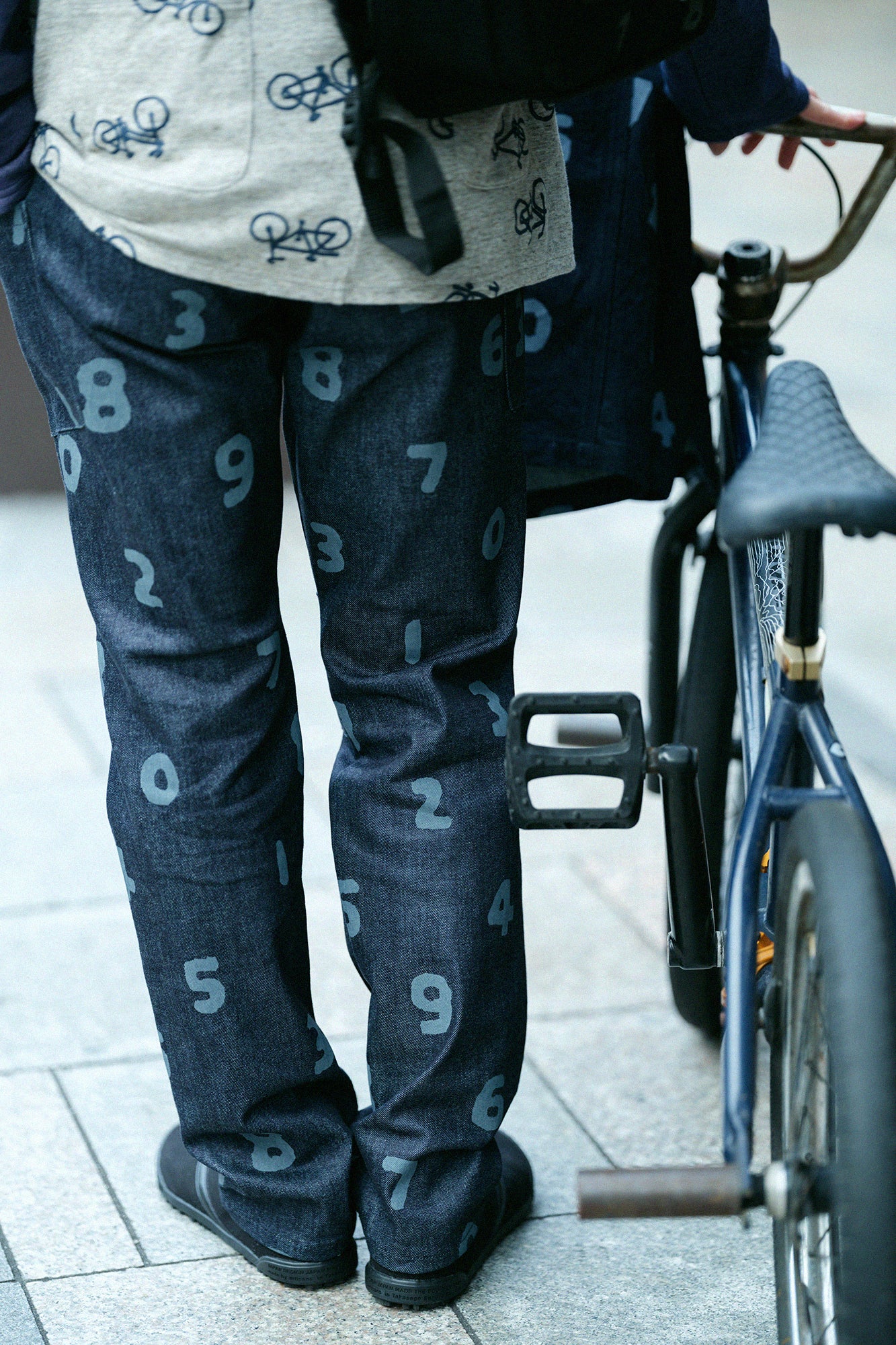 彈性牛仔布BIKE 工作褲／古銅色x SO-SU-U 靛藍色