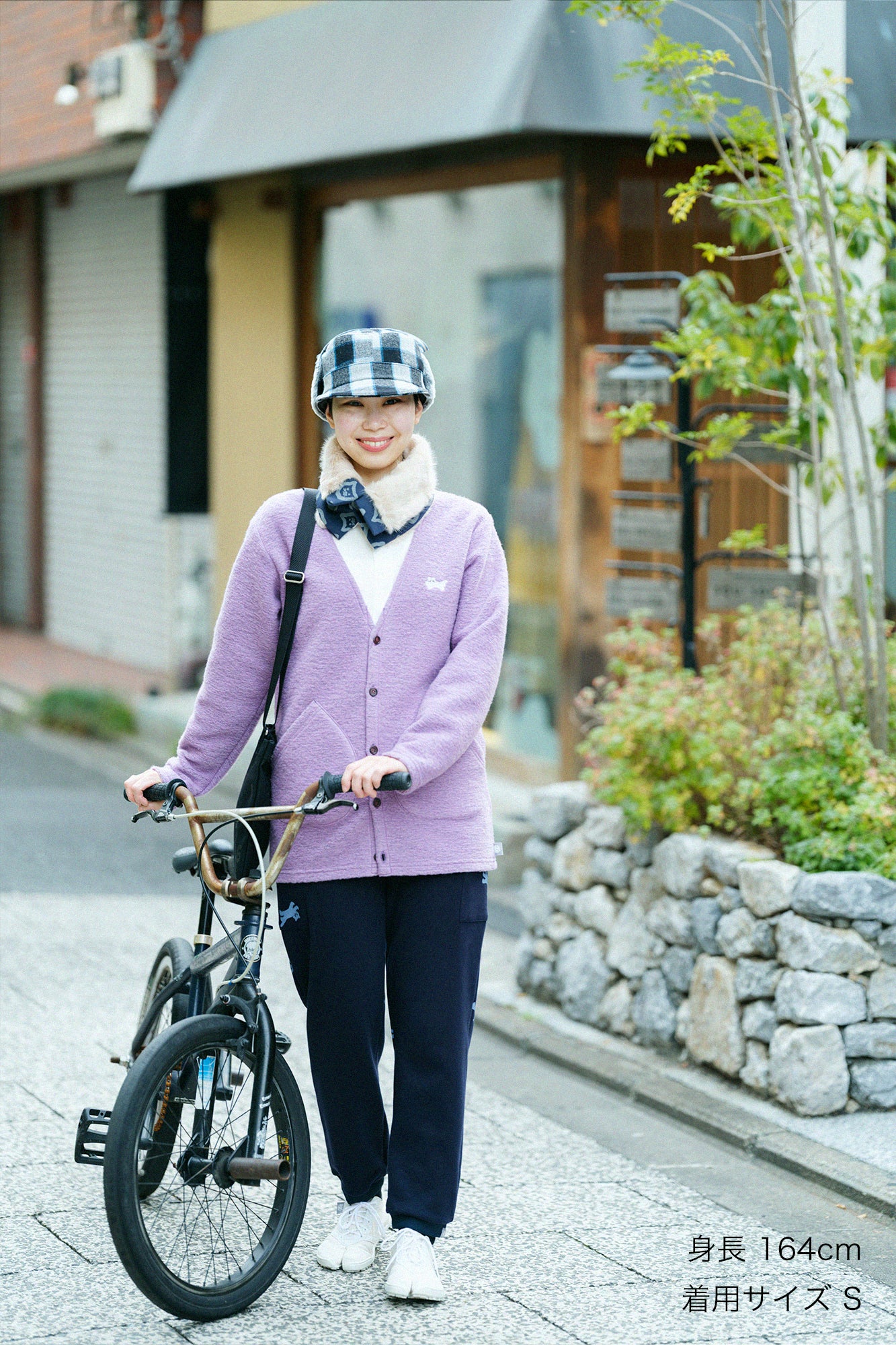 內抓毛BIKE長褲／深藍色×貓賽跑