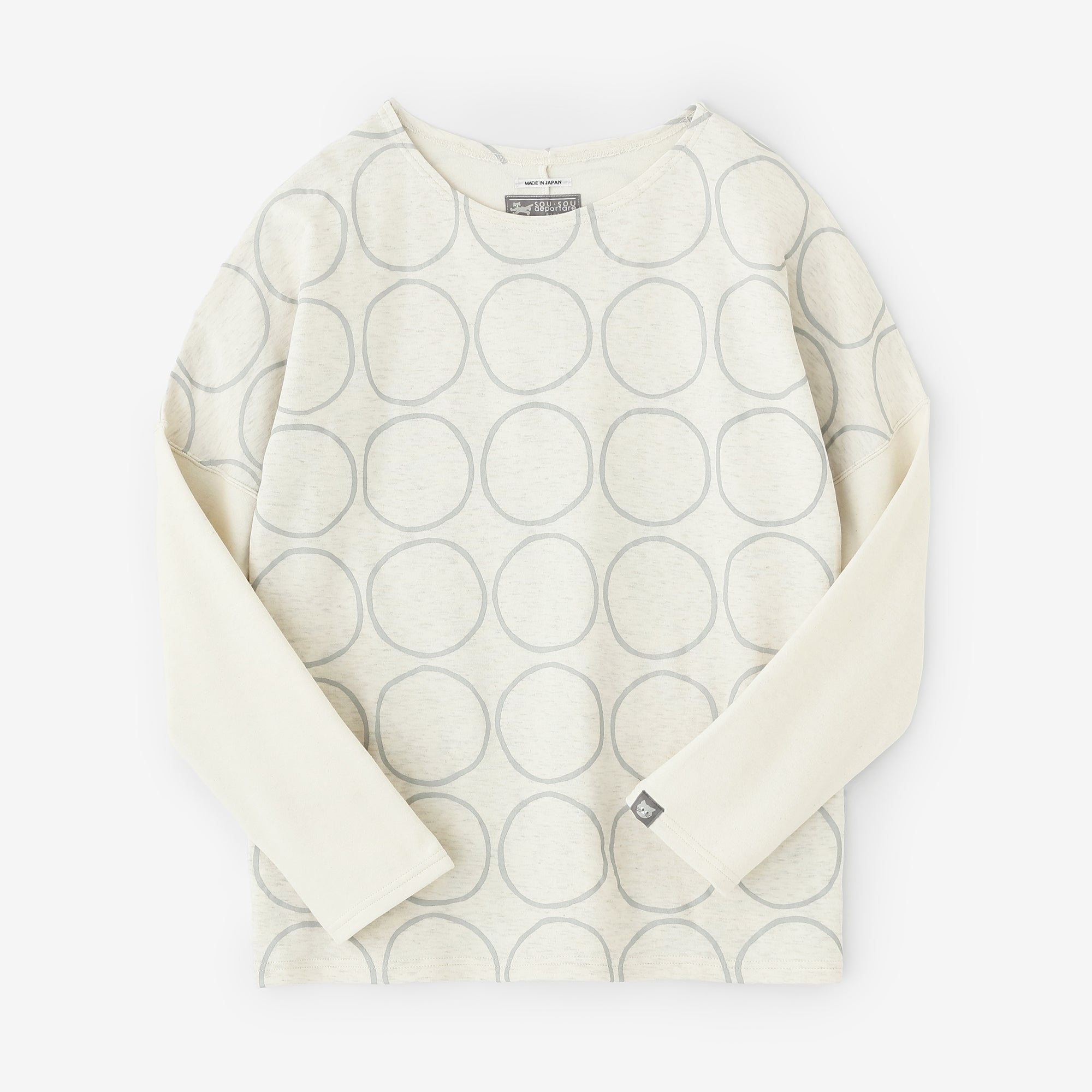 コットンリバーニット 型ぬき長袖Tシャツ／わならべ アイボリー