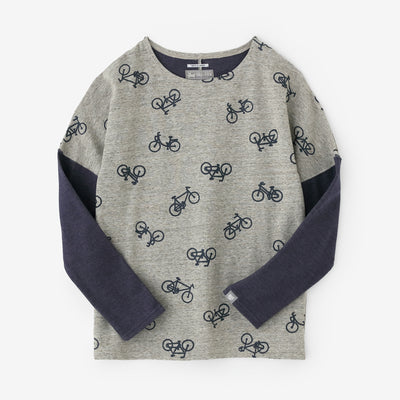 コットンリバーニット 型ぬき長袖Tシャツ／チャリンチャリンあっちこっち ヘザーサンドベージュ