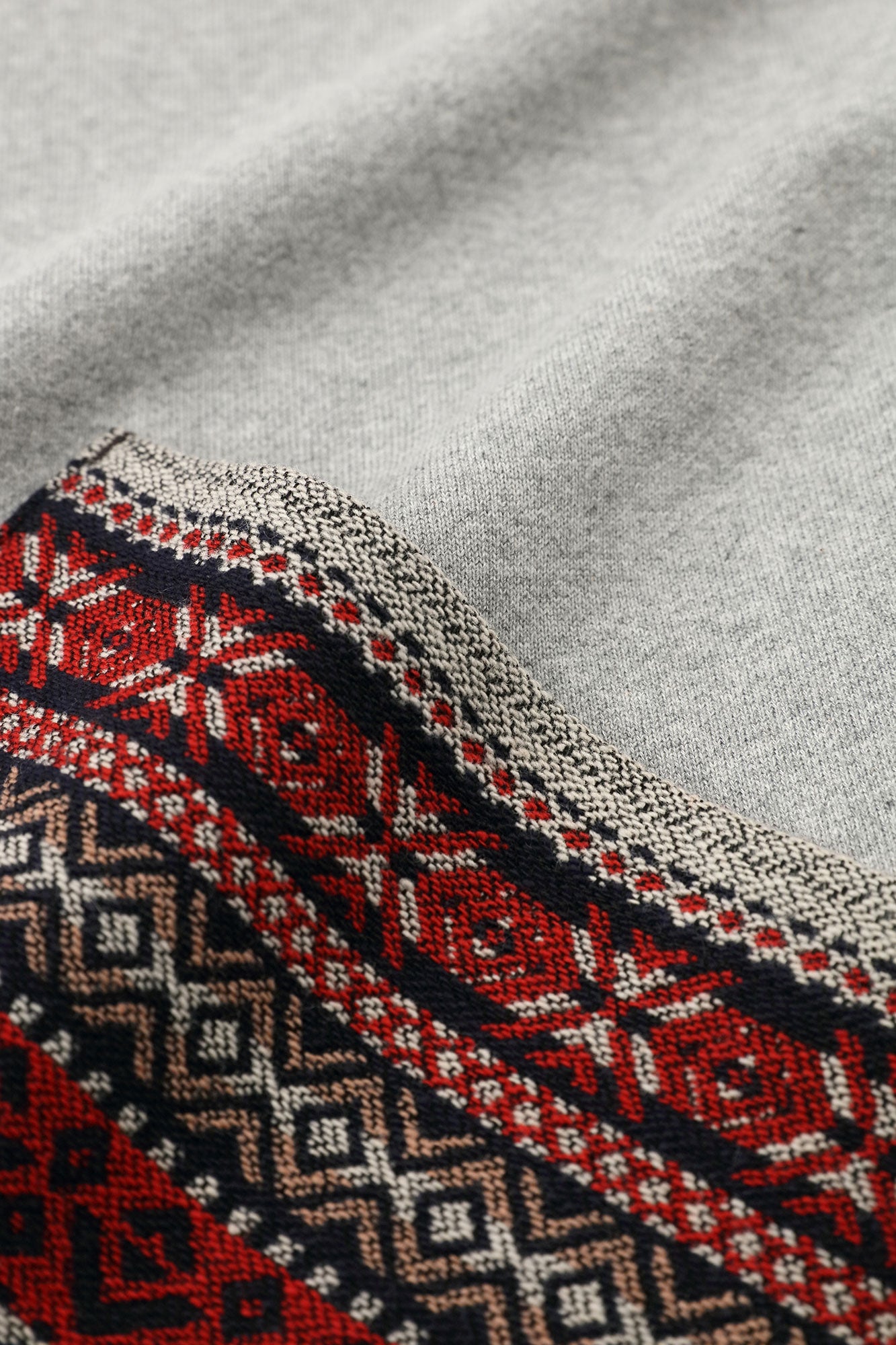 Fleece Boat Neck Sweat Shirt／Heather Grey×Red JQ