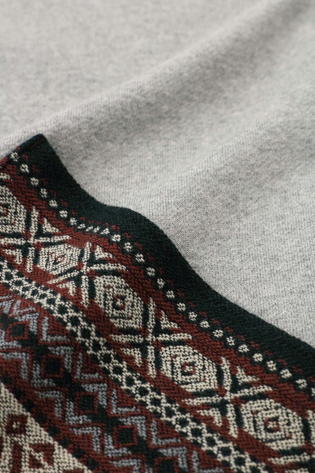 Fleece Boat Neck Sweat Shirt／Heather Grey×Brown JQ