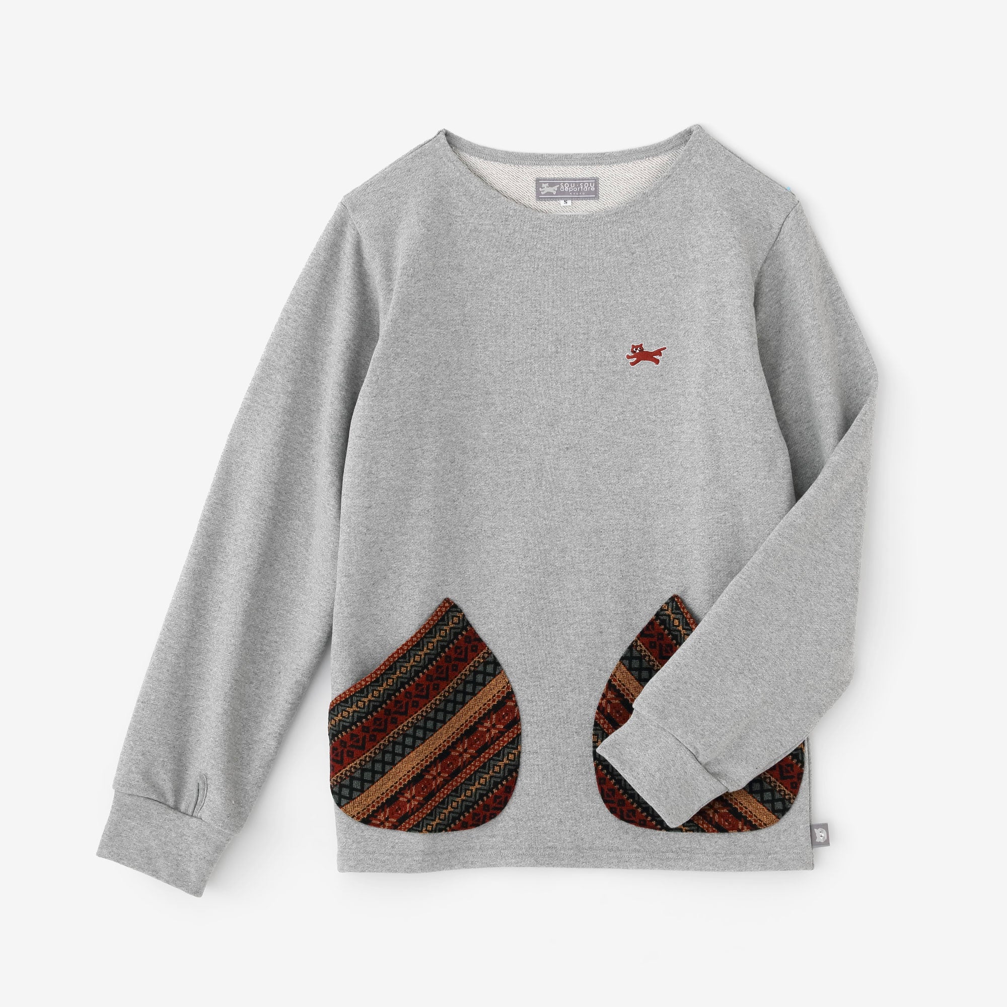 裏毛 ボートネックスウェットシャツ／ヘザーグレー×テラコッタJQ