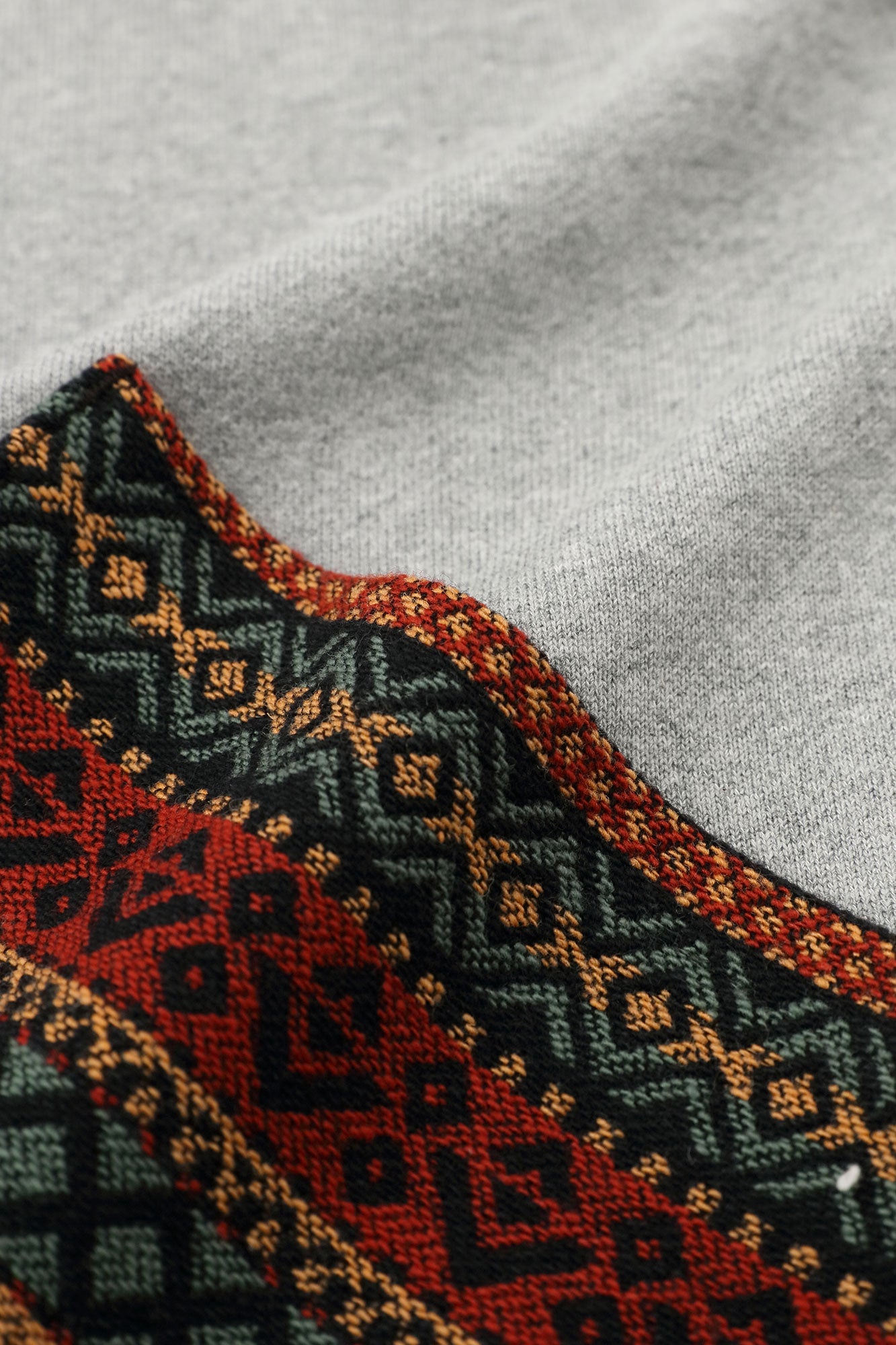 Fleece Boat Neck Sweat Shirt／Heather Grey×Terra Cotta JQ