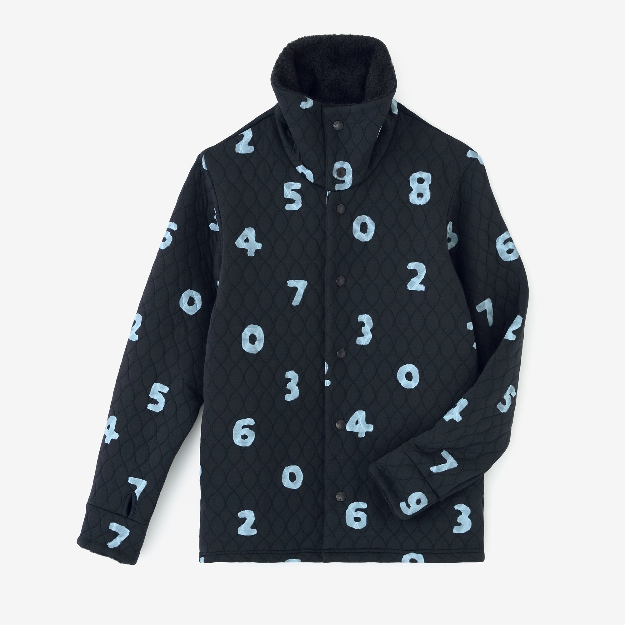 A.S 絎縫緹花 高領開襟外套／SO-SU-U十數 深藍色