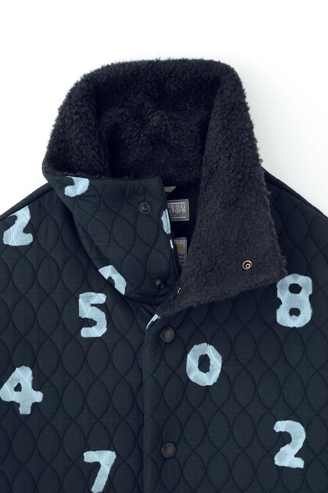 A.S 絎縫緹花 高領開襟外套／SO-SU-U十數 深藍色