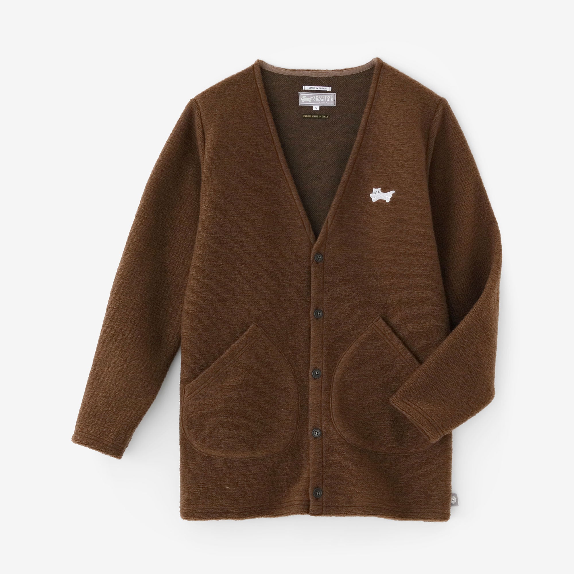 ハウンドトゥースチェック Vネック L/Sカーディガン／グレー