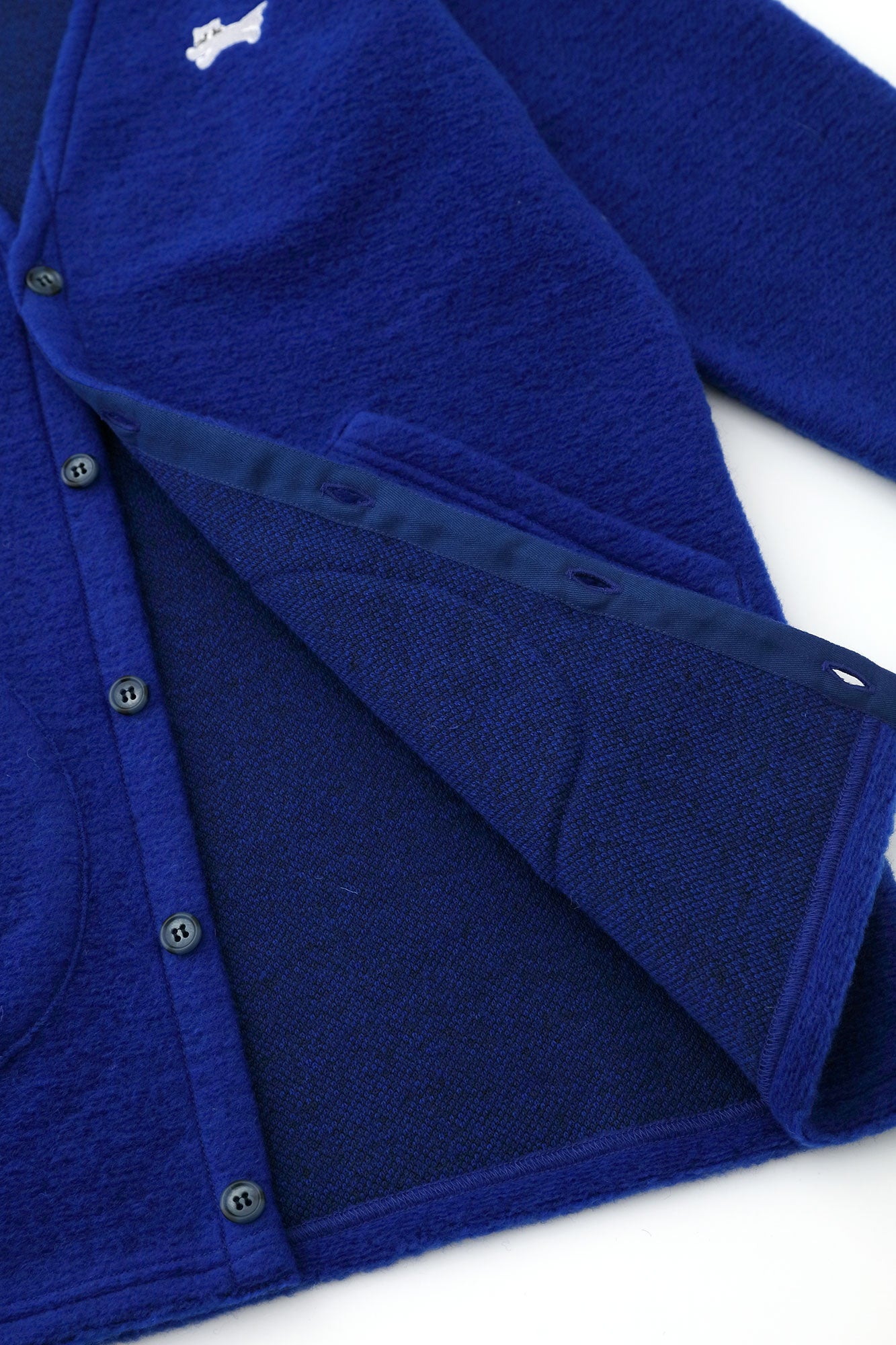 義大利毛絨針織 V領L/S外套／藍色