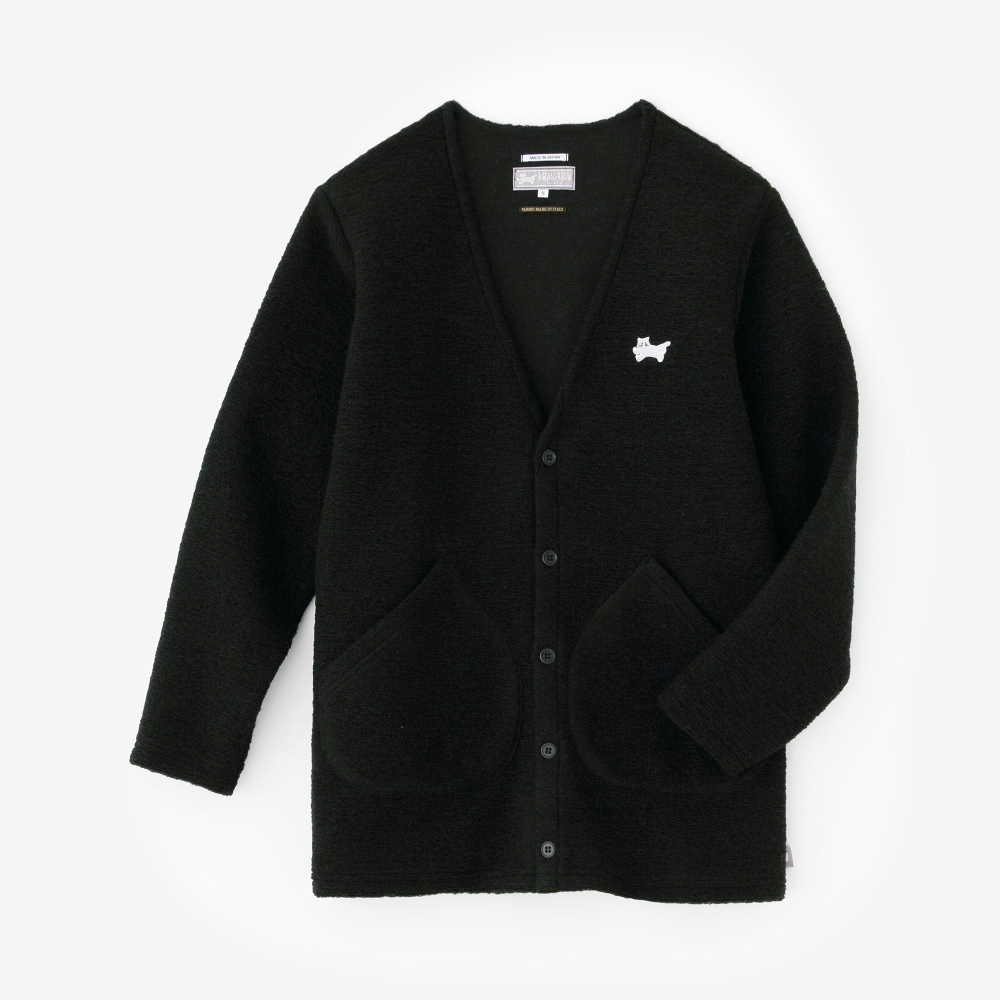 イタリアンスライバーニット VネックL/Sカーディガン／ブラック