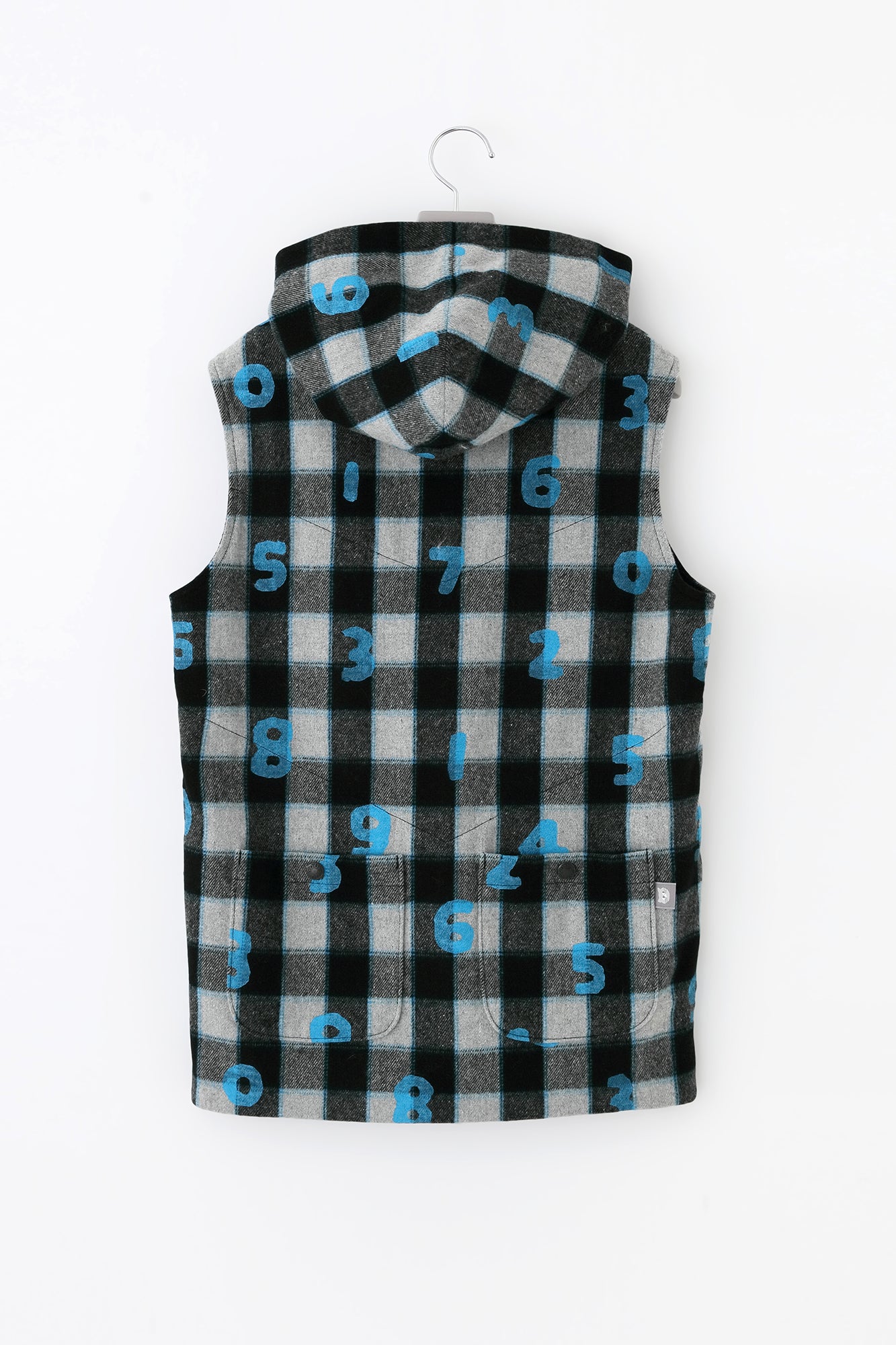 ウールチェック×ボア BIKEフードベスト／SO-SU-U ブルーブラック