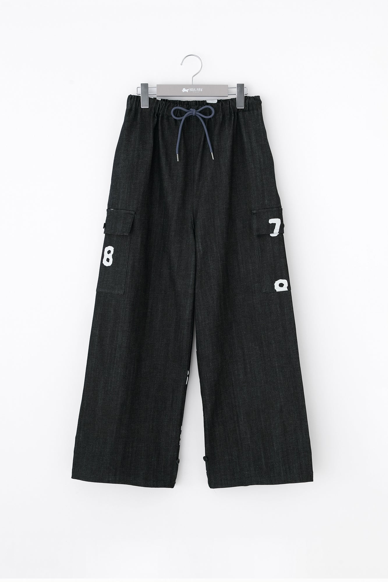 彈性牛仔布 工裝褲／靛藍染×SO-SU-U十數