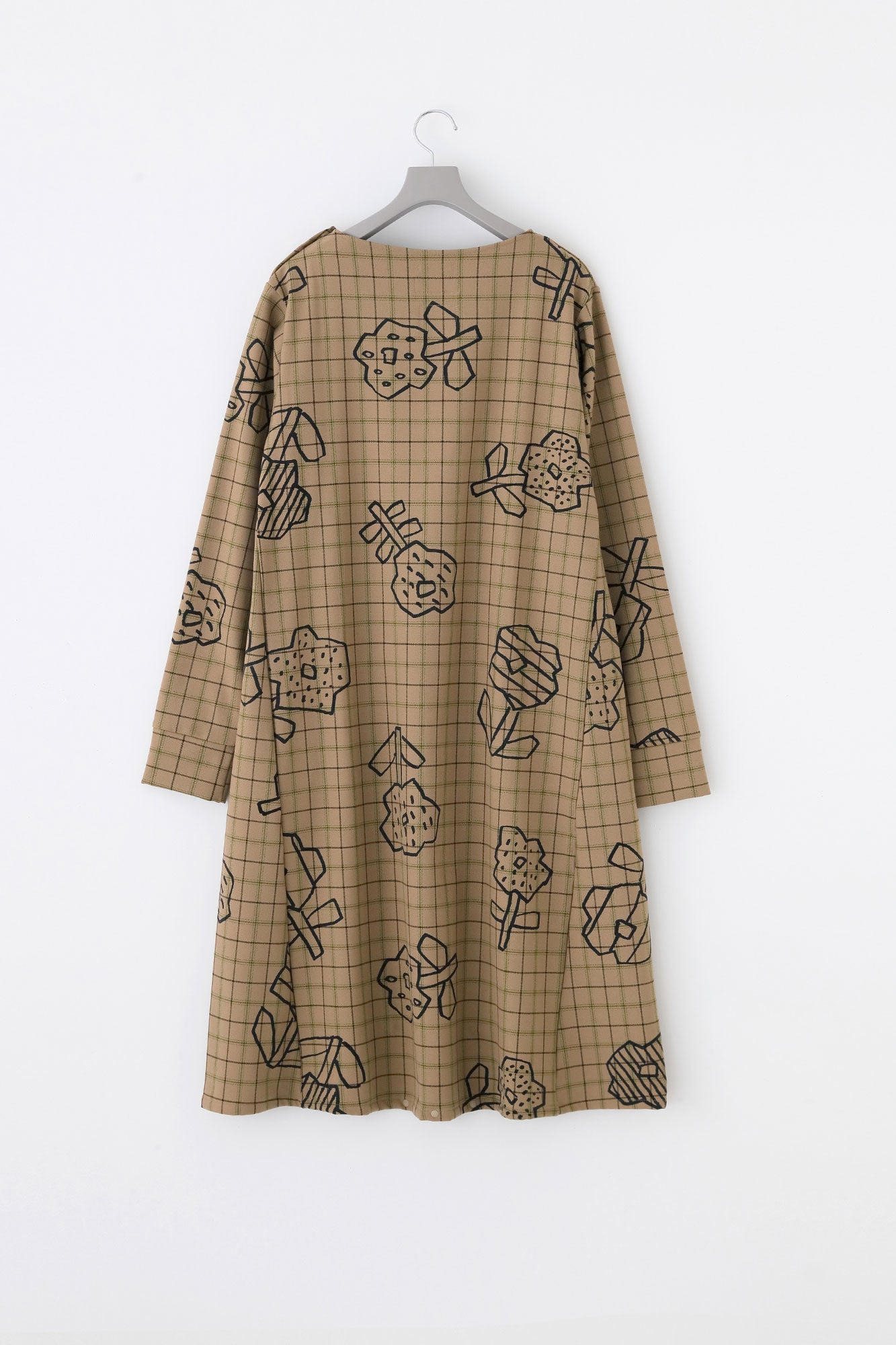 Soft Thermo(R)  Fleece Lining Check BIKE One-piece Dress ／Flower Seedling Scattered 