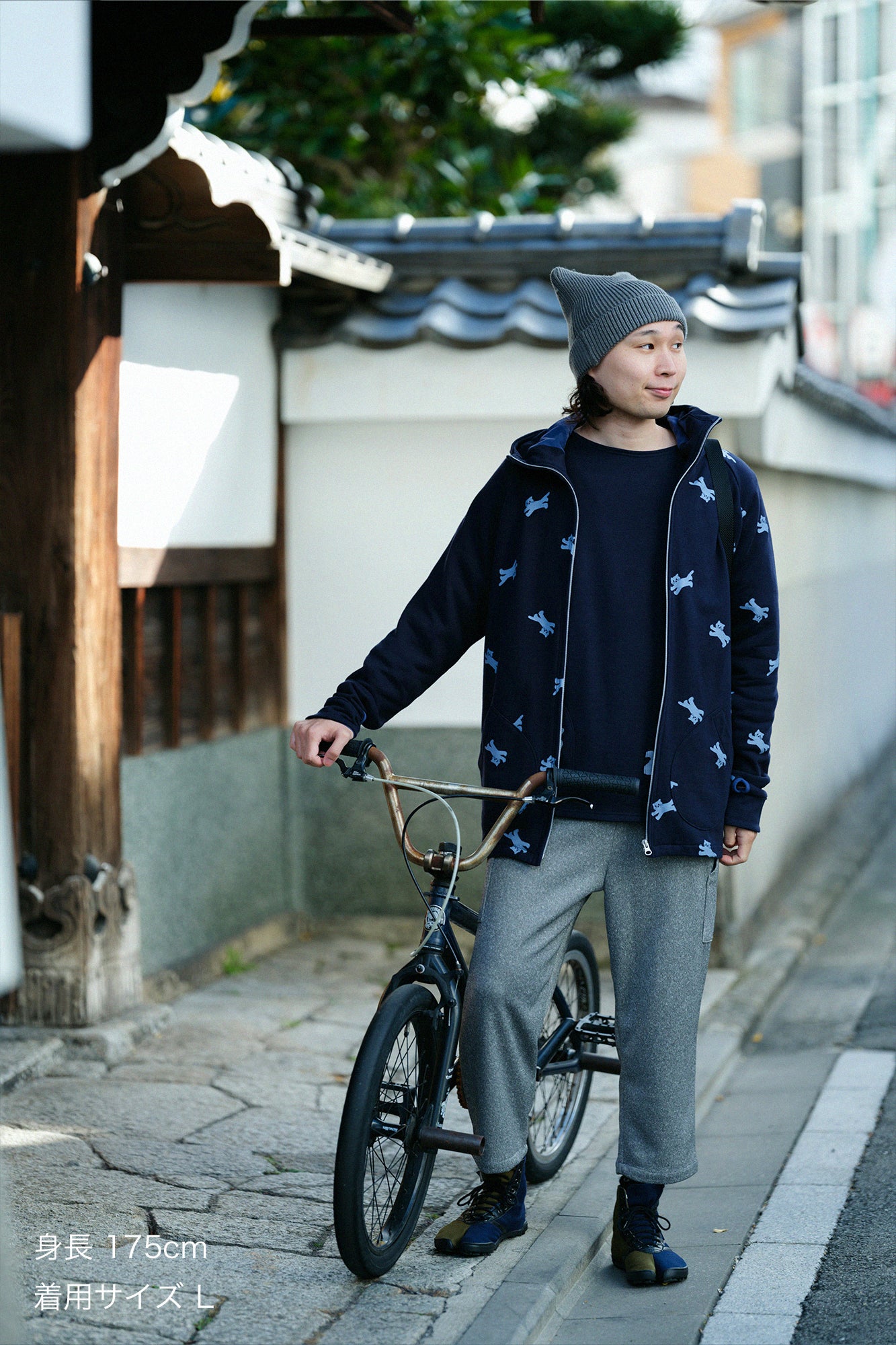 雙面針織BIKE 七分褲／混灰色