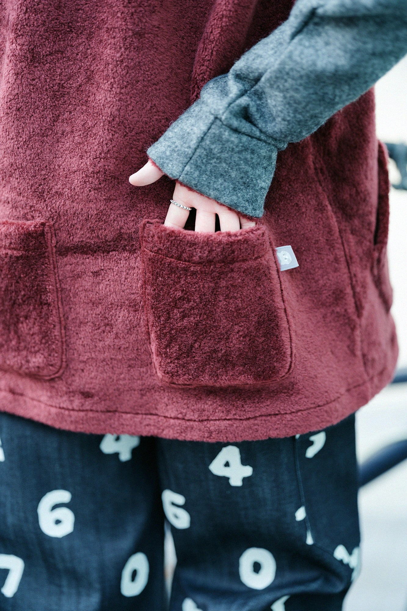 Boa x Wollbouclé ZIP UP N.W BIKE Blouson/Granat x Dunkelgrau