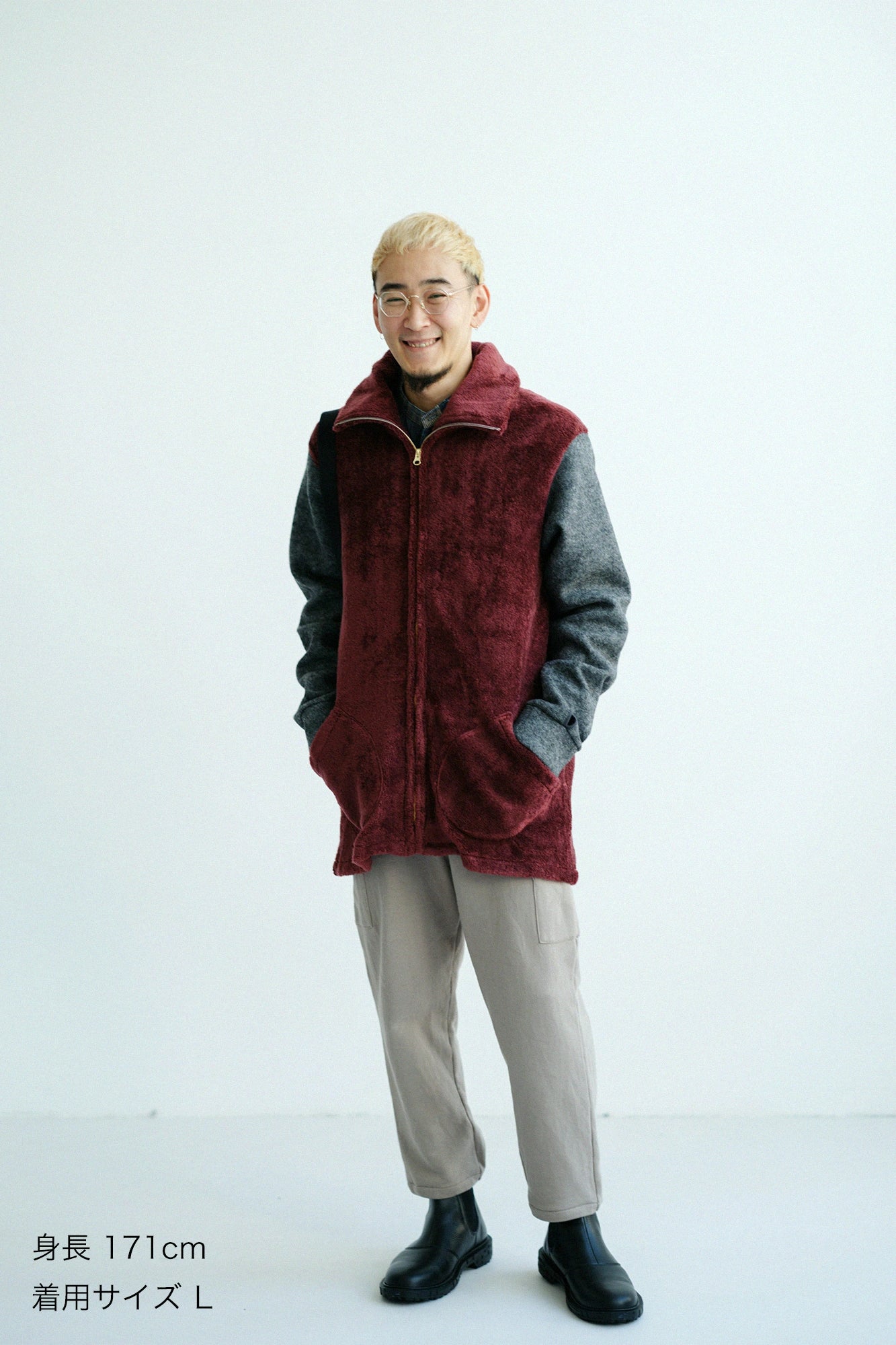 Boa x Wollbouclé ZIP UP N.W BIKE Blouson/Granat x Dunkelgrau