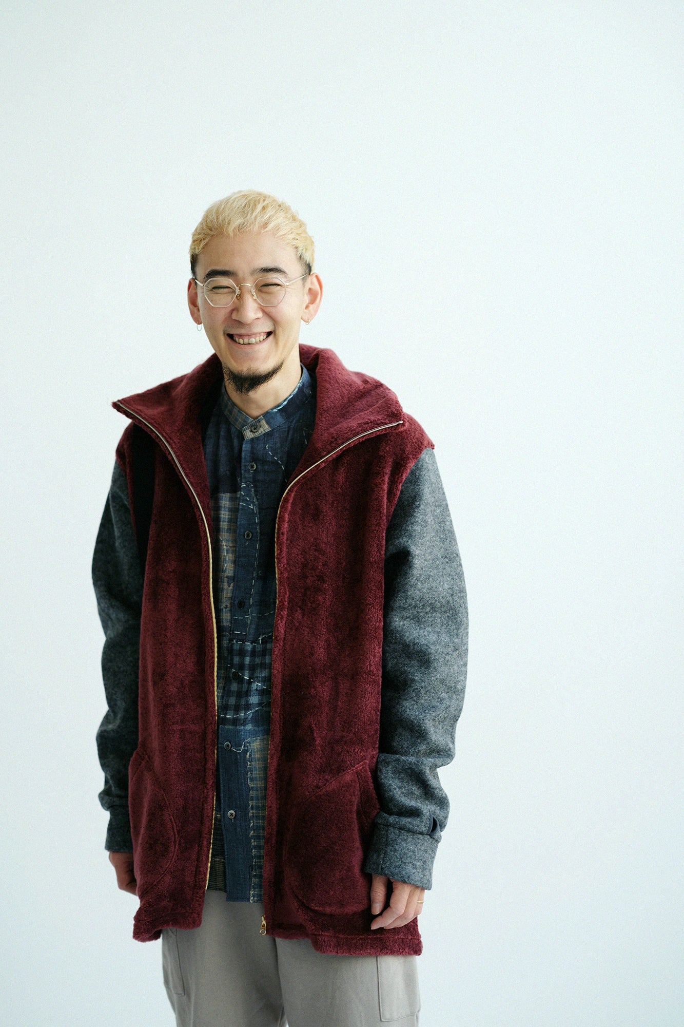 Boa x Wollbouclé ZIP UP N.W BIKE Blouson/Granat x Dunkelgrau