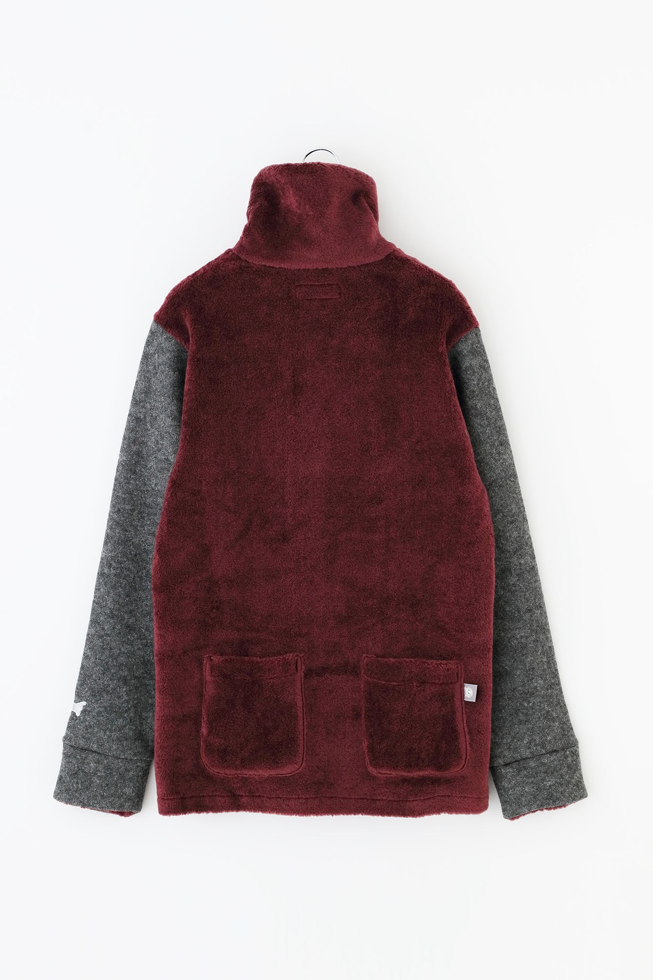 仿毛×羊毛圈絨 ZIP UP N.W BIKE 夾克／紫紅色×深灰色