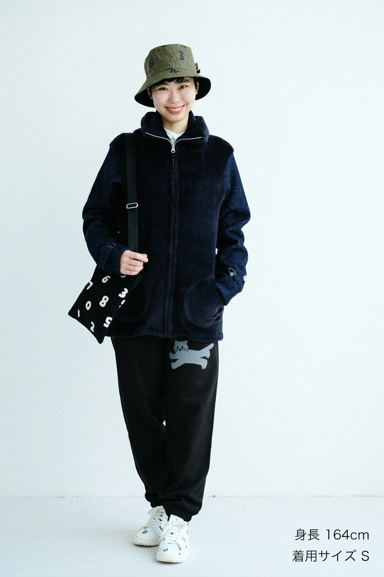 보아 x 울 부클레 ZIP UP NW BIKE블루종/네이비×네이비