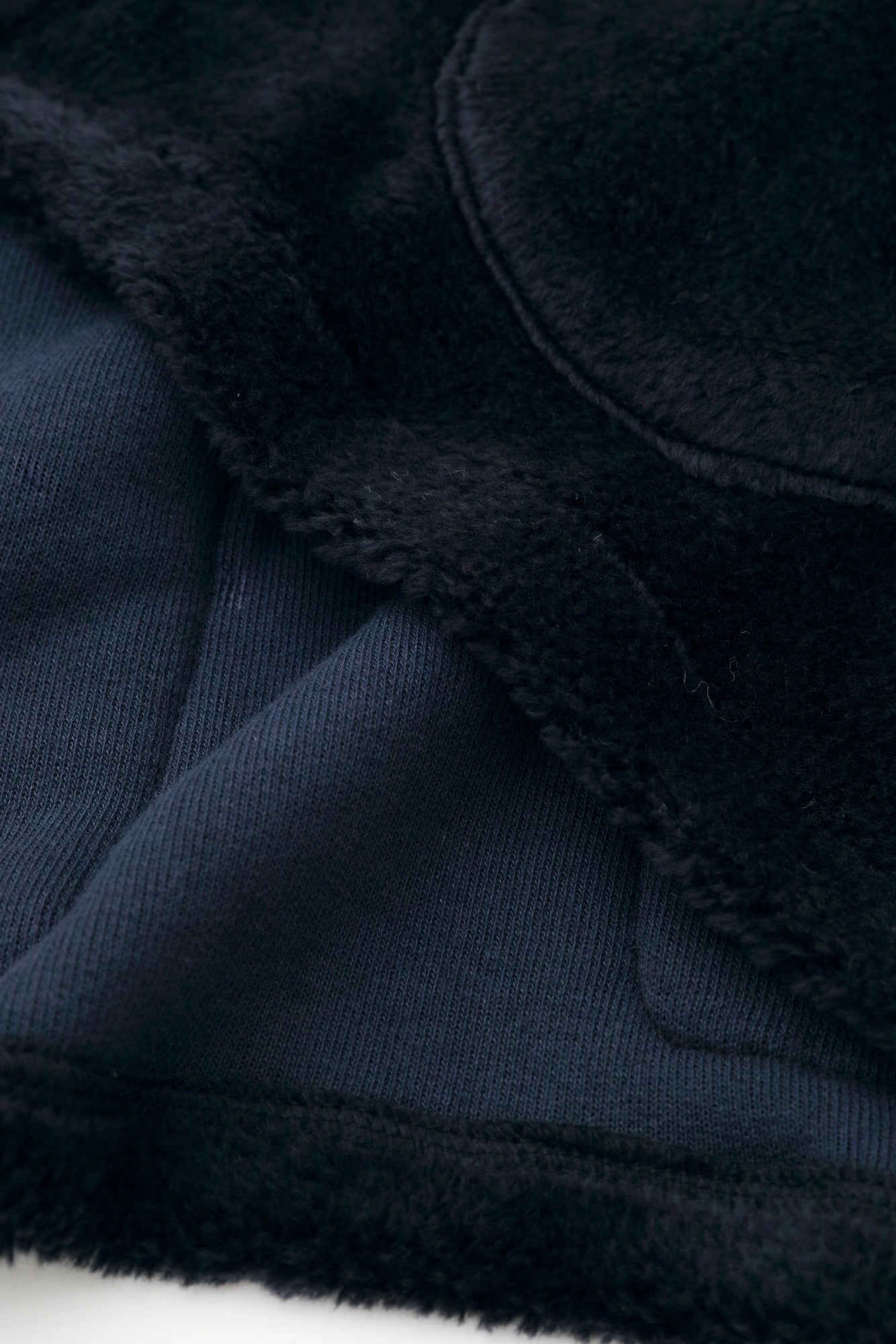 仿毛×羊毛圈絨 ZIP UP N.W BIKE 夾克／海軍藍×海軍藍