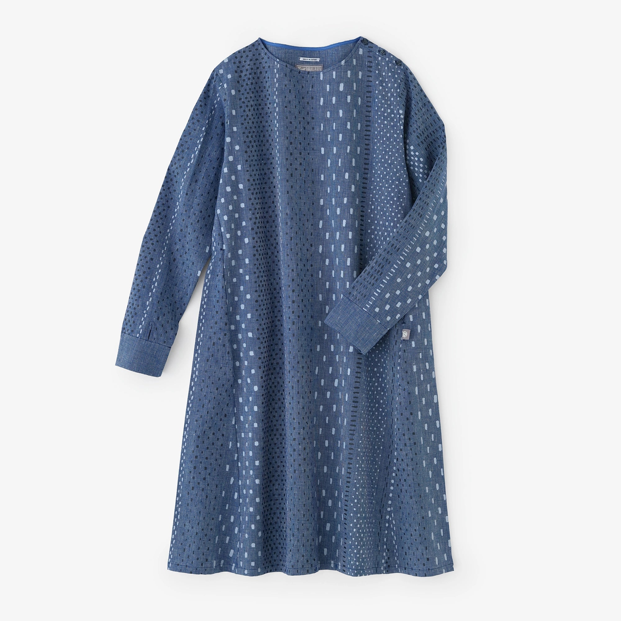 [Versand voraussichtlich um den 10. März] BIKE-Kleid aus Baumwollleinen/Hagelstreifen Blau