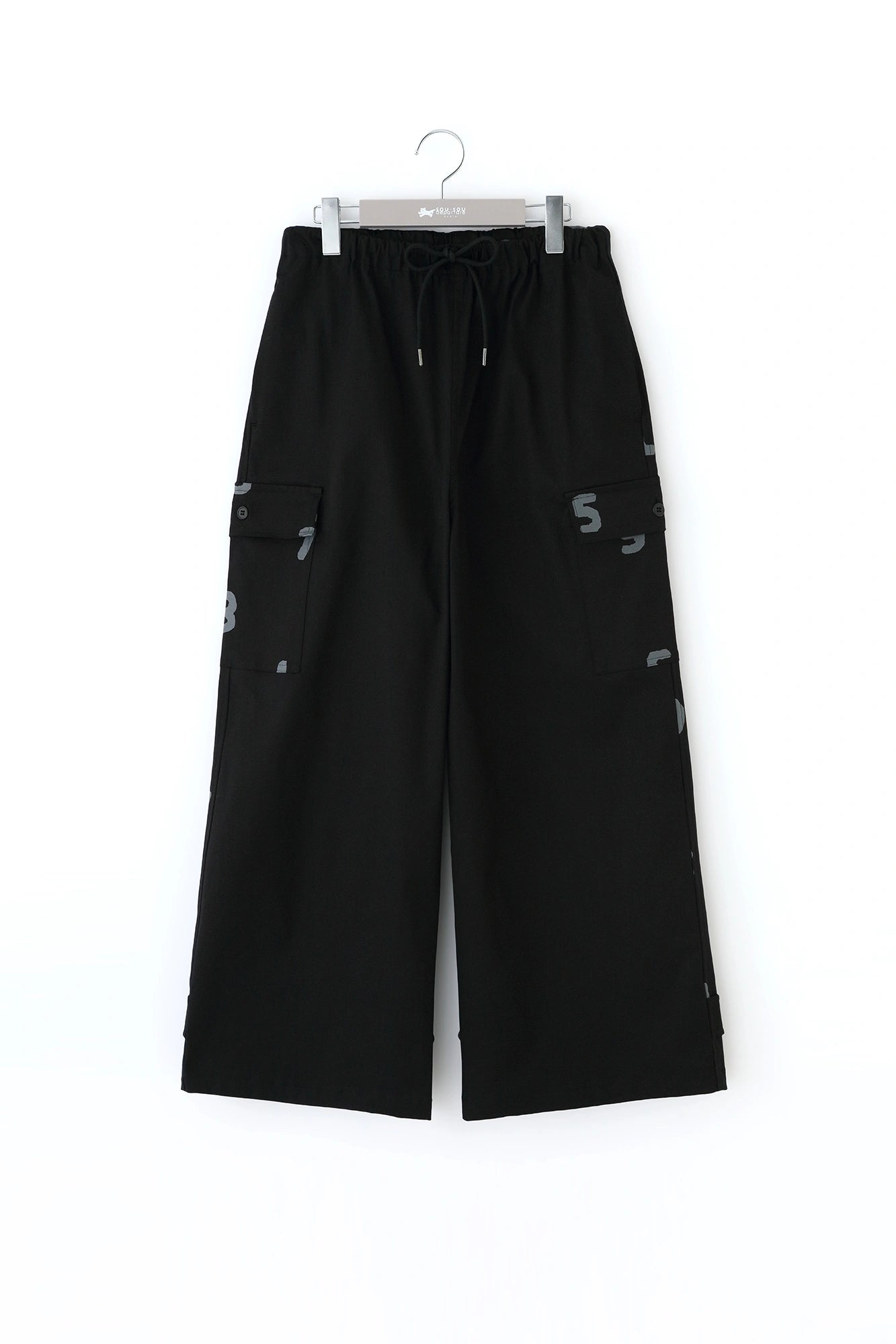 [Expédition prévue vers le 10 mars] Pantalon cargo en tissu chino stretch/Noir x SO-SU-U