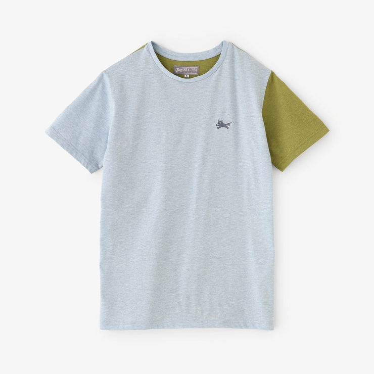 Izmir Cotton Bi-color Short-Sleeve T-Shirt/Sky Blue×Elm Green
