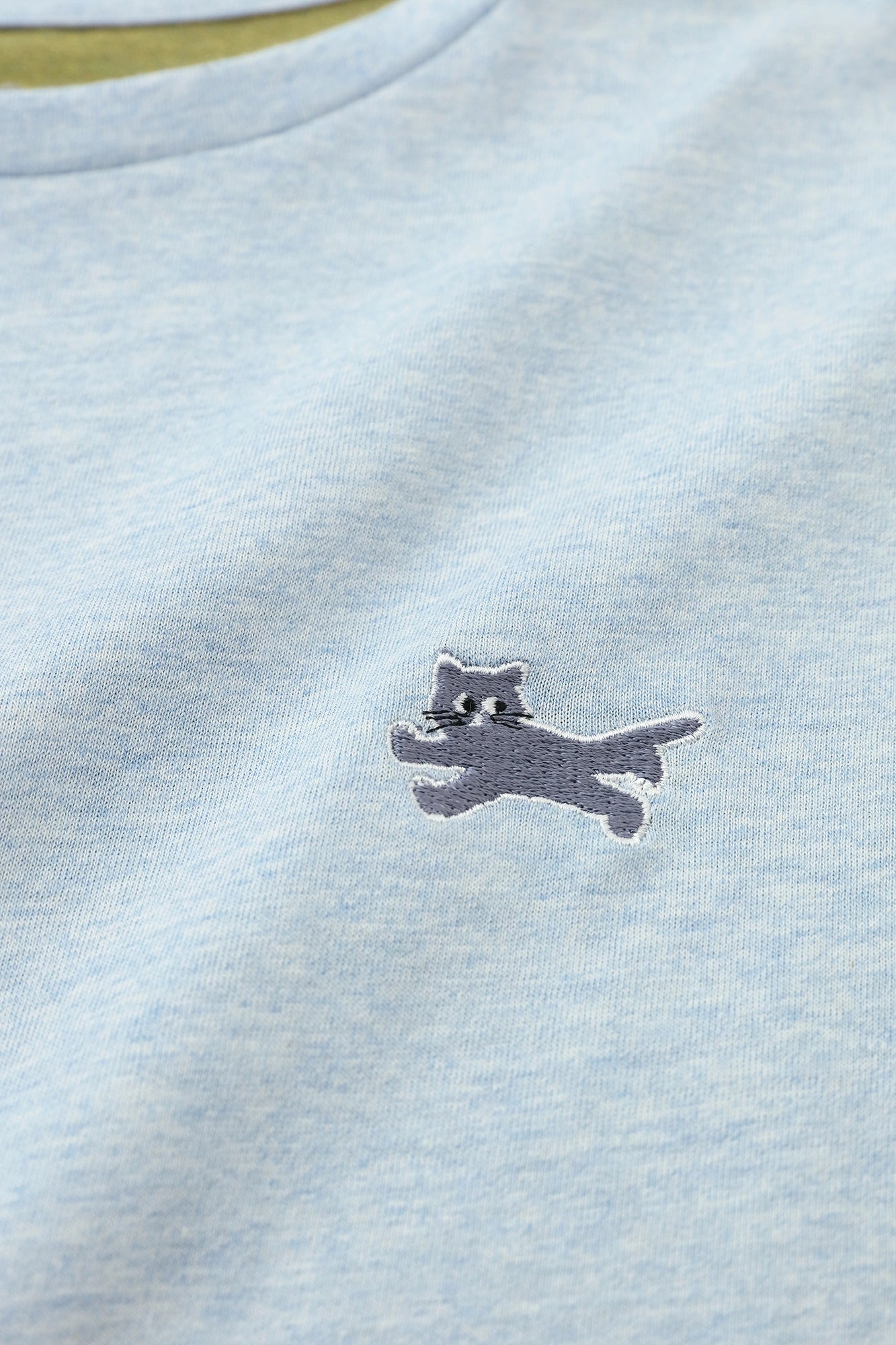 イズミールコットン バイカラー 半袖Tシャツ／スカイブルー×エルムグリーン