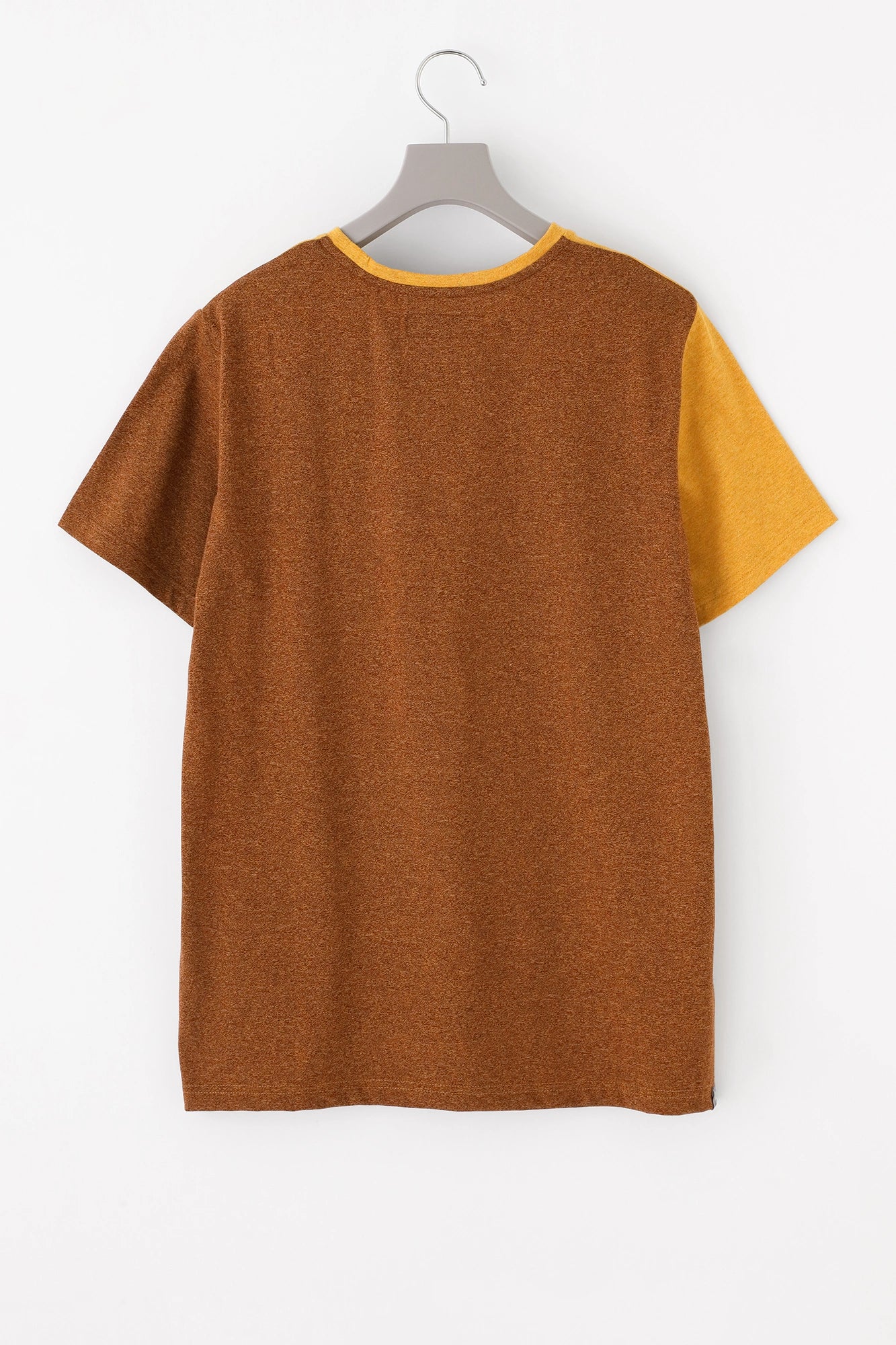 イズミールコットン バイカラー 半袖Tシャツ／クロムイエロー×ラセットブラウン