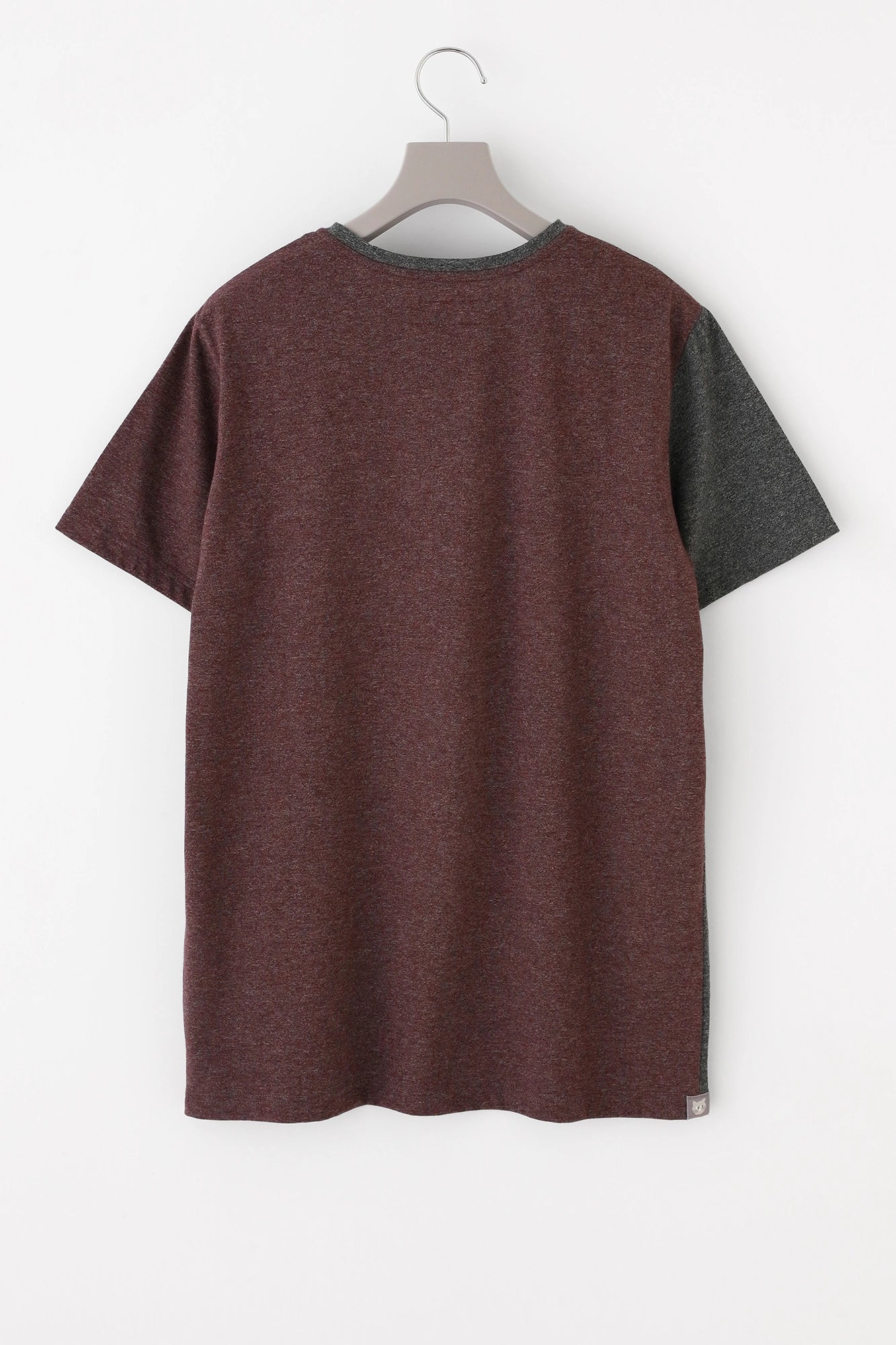 イズミールコットン バイカラー 半袖Tシャツ／チャコールグレー×オックスブラッド